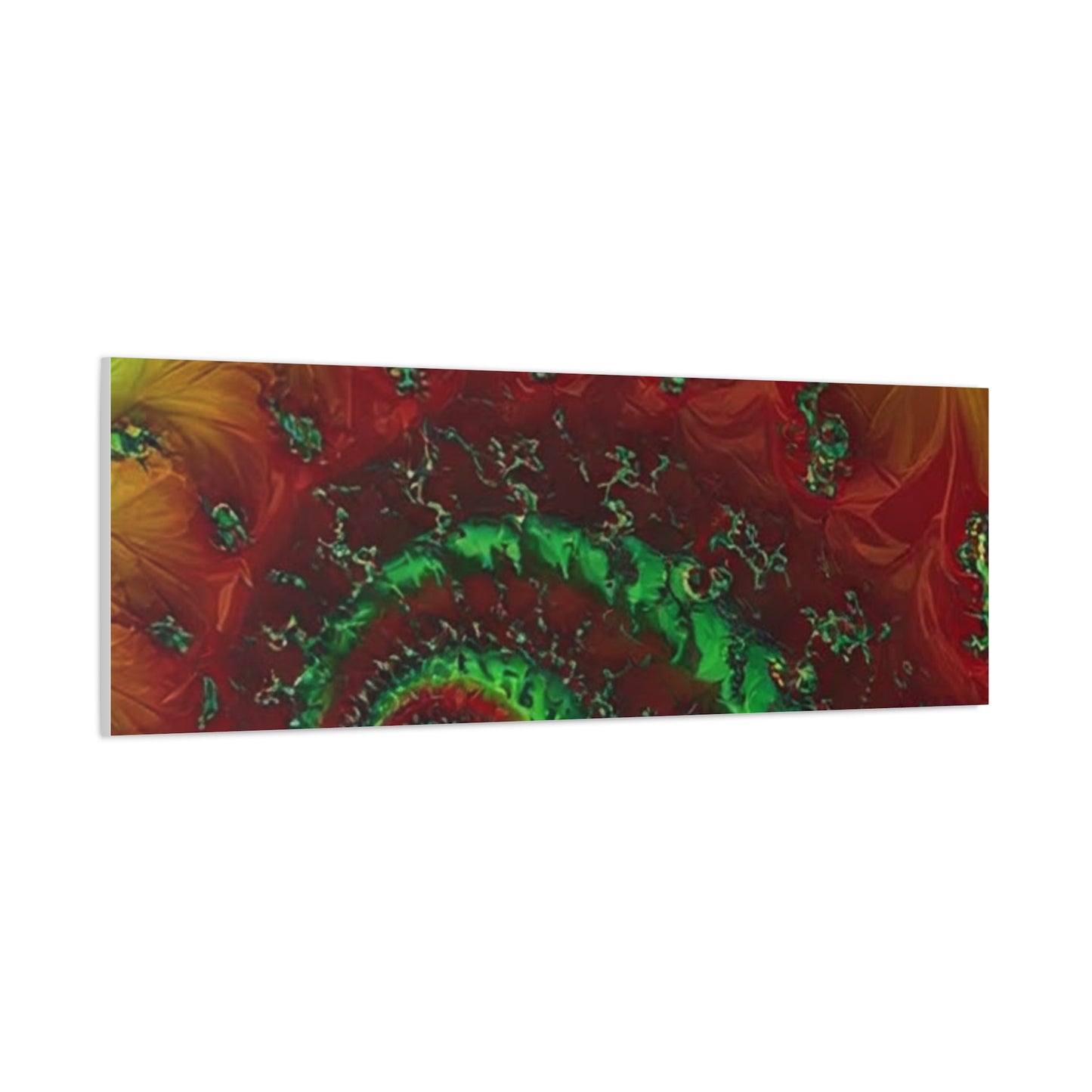 Vibrant Fractal Art Canvas - Green and Red Abstract Wall Decor