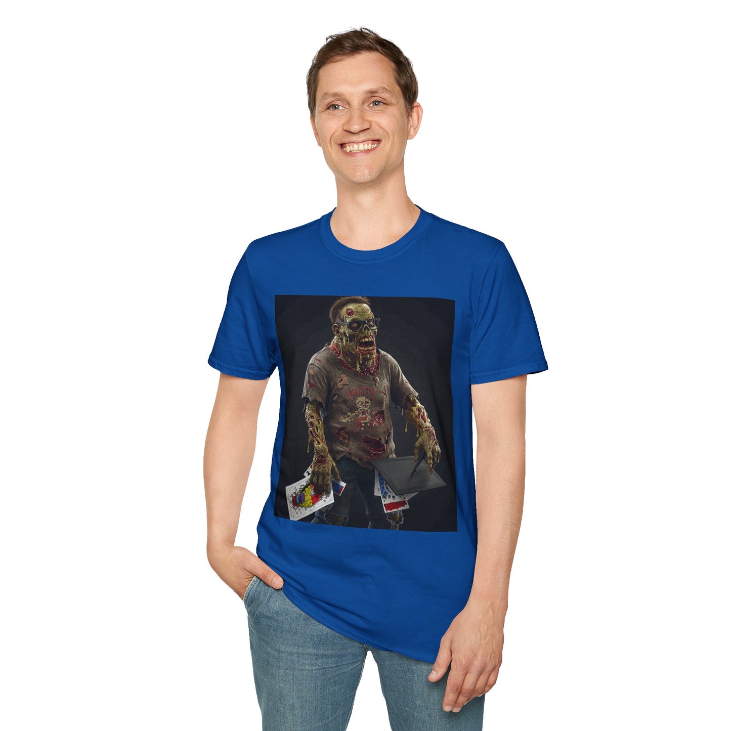 Zombie Graphic Unisex Softstyle T-Shirt - Perfect for Halloween and Casual Wear