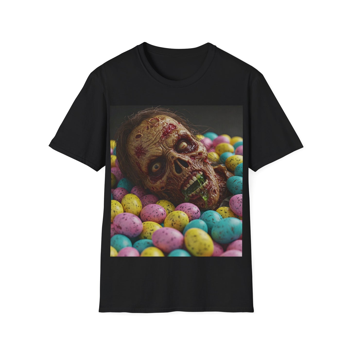 UK - Eerie Easter Skull Apocalyptic Portrait Tee, bold, decaying zombie graphic