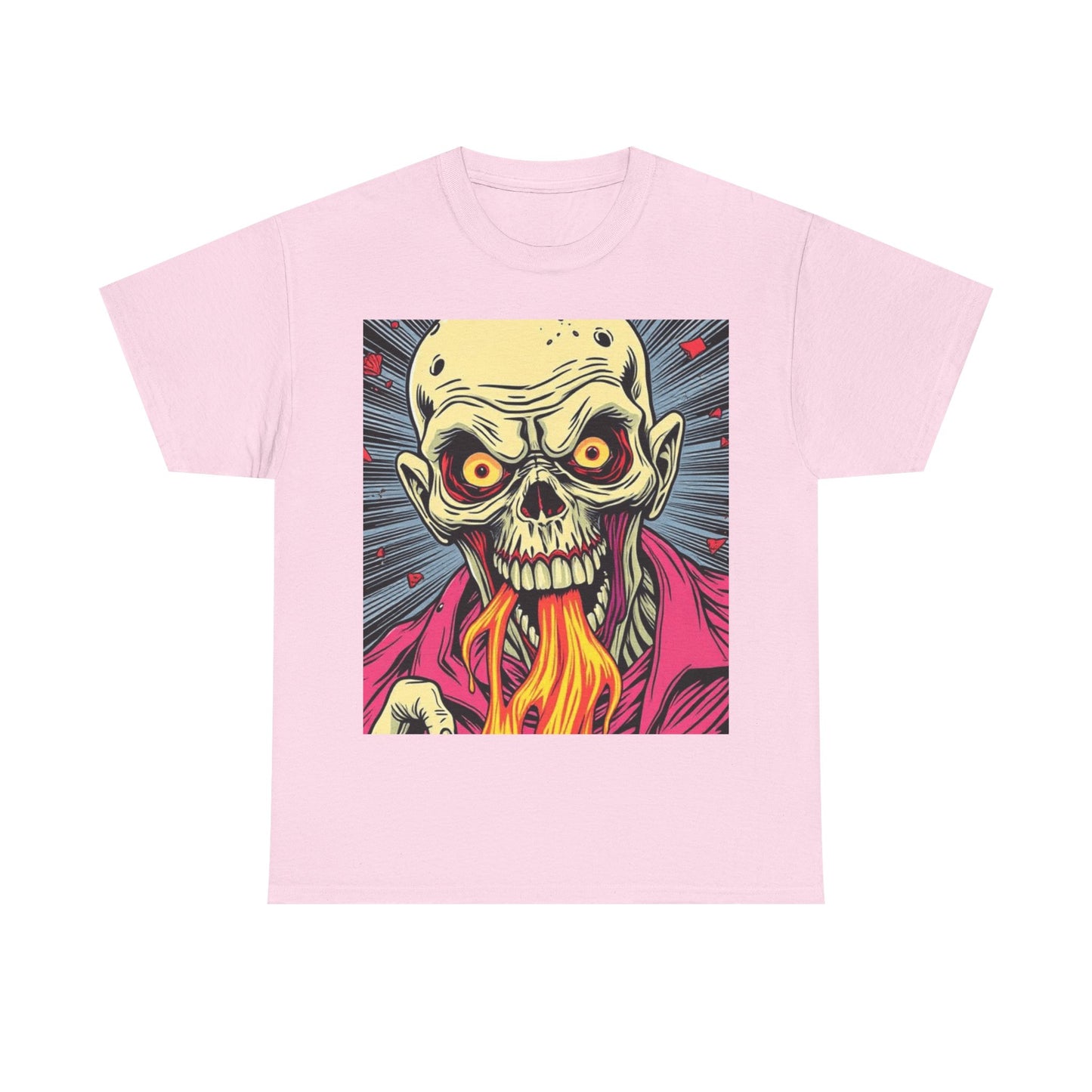UK - Fire-Breathing Zombie Unisex Heavy Cotton Tee - Spooky Graphic Shirt
