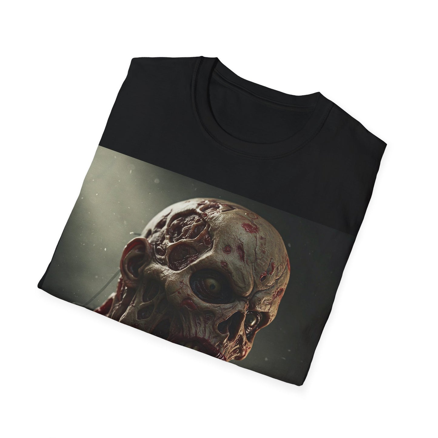 UK - Horror-Themed Unisex Softstyle T-Shirt with Zombie Design