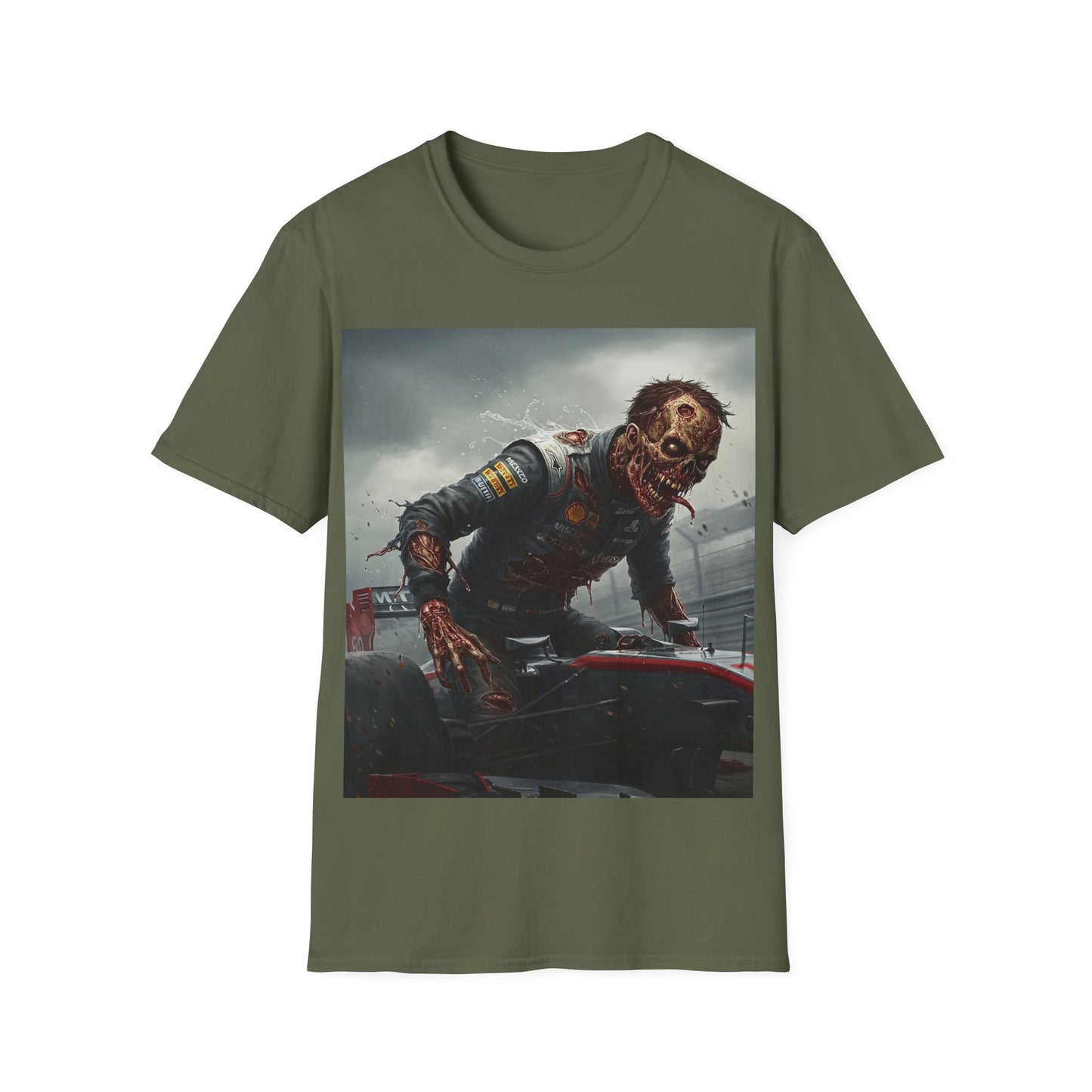 UK - Zombie Racing Unisex Softstyle T-Shirt - Horror Meets Motorsport