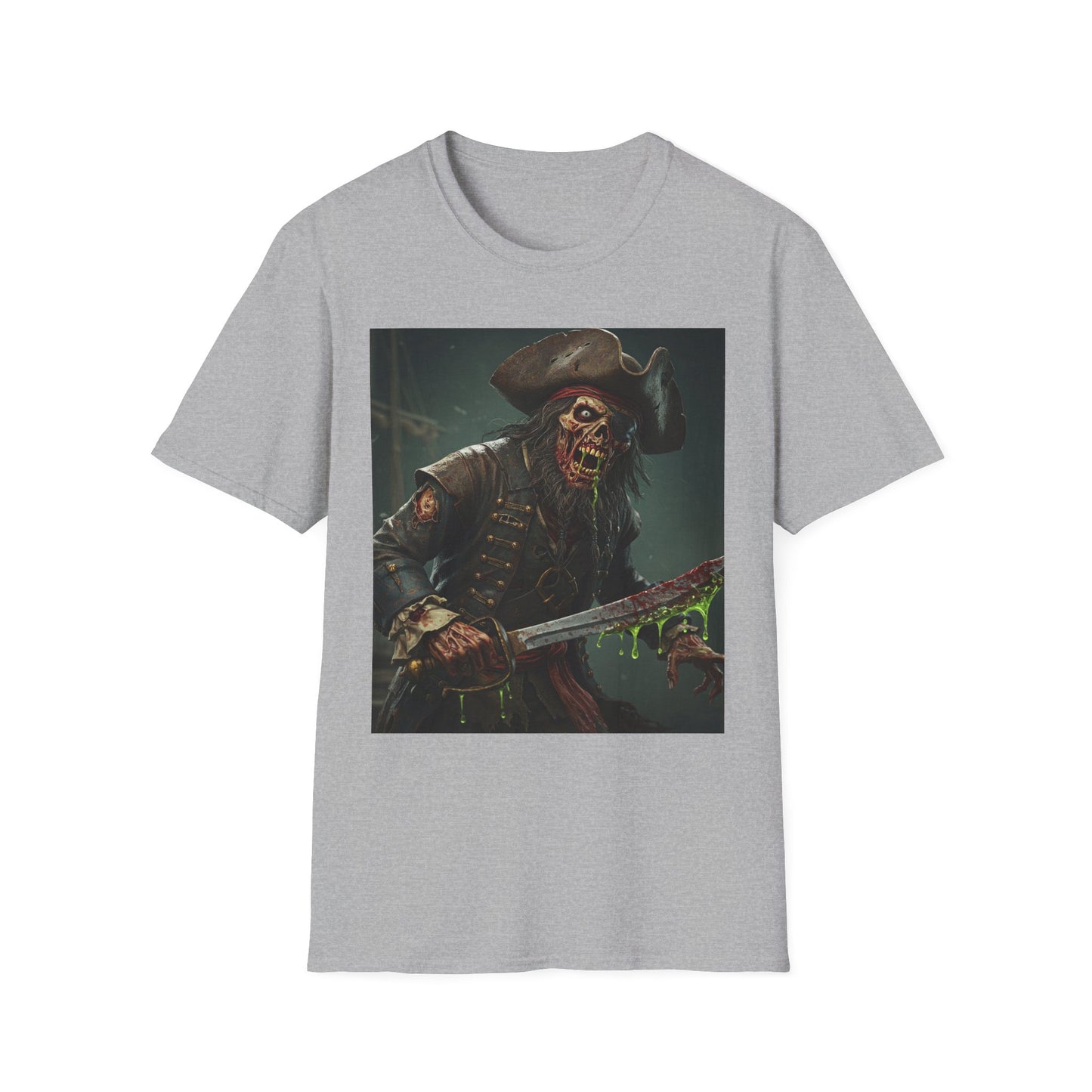 Zombie Pirate Graphic Unisex T-Shirt - Perfect for Halloween and Casual Wear