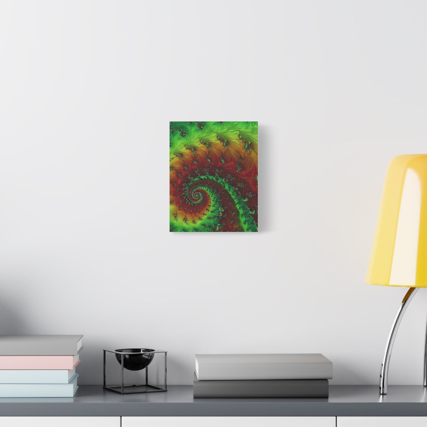 Vibrant Fractal Art Canvas - Green and Red Abstract Wall Decor