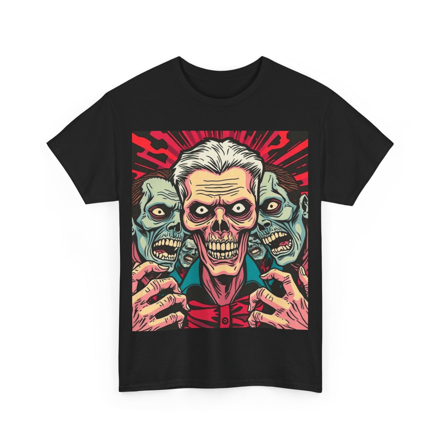 UK - Spooky Skull Graphic Unisex Heavy Cotton Tee - Perfect for Halloween and Casual Wear