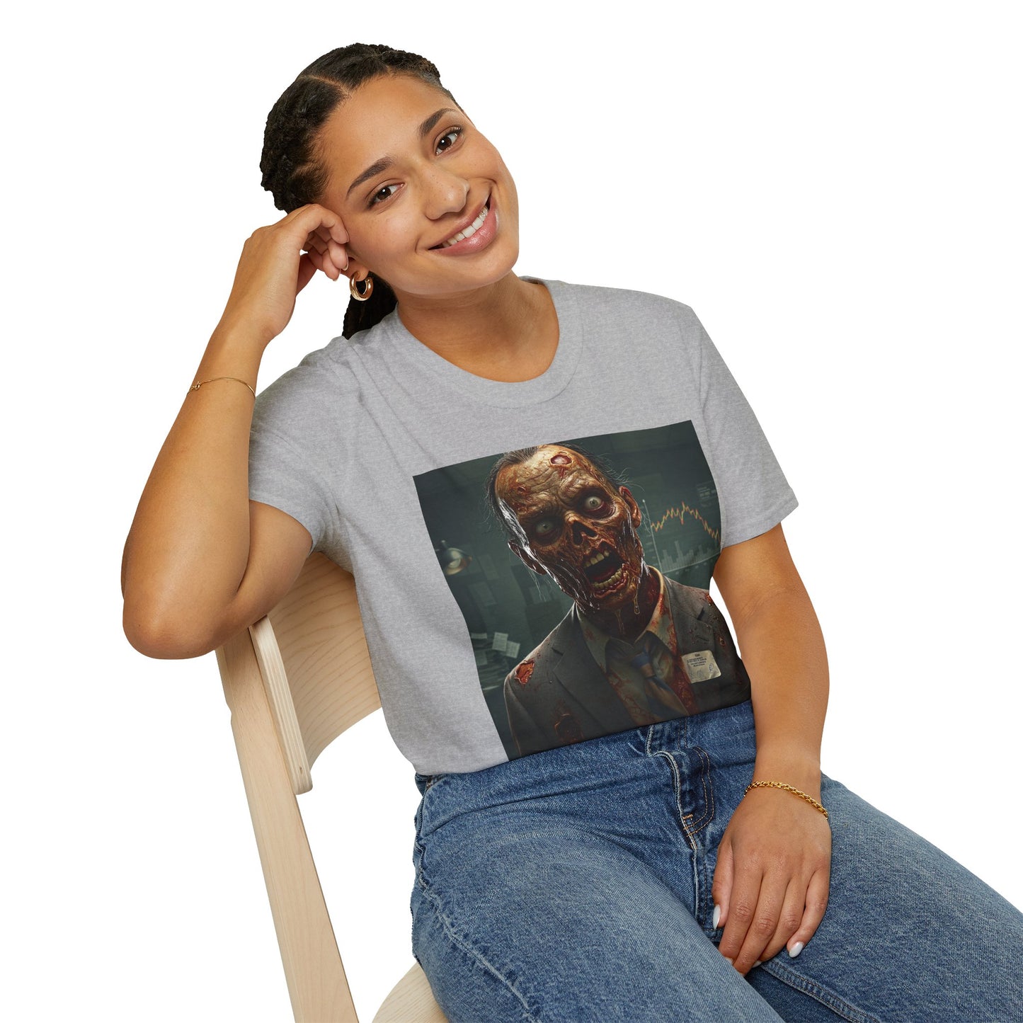Zombie Businessman Unisex Softstyle T-Shirt | Spooky Halloween Apparel