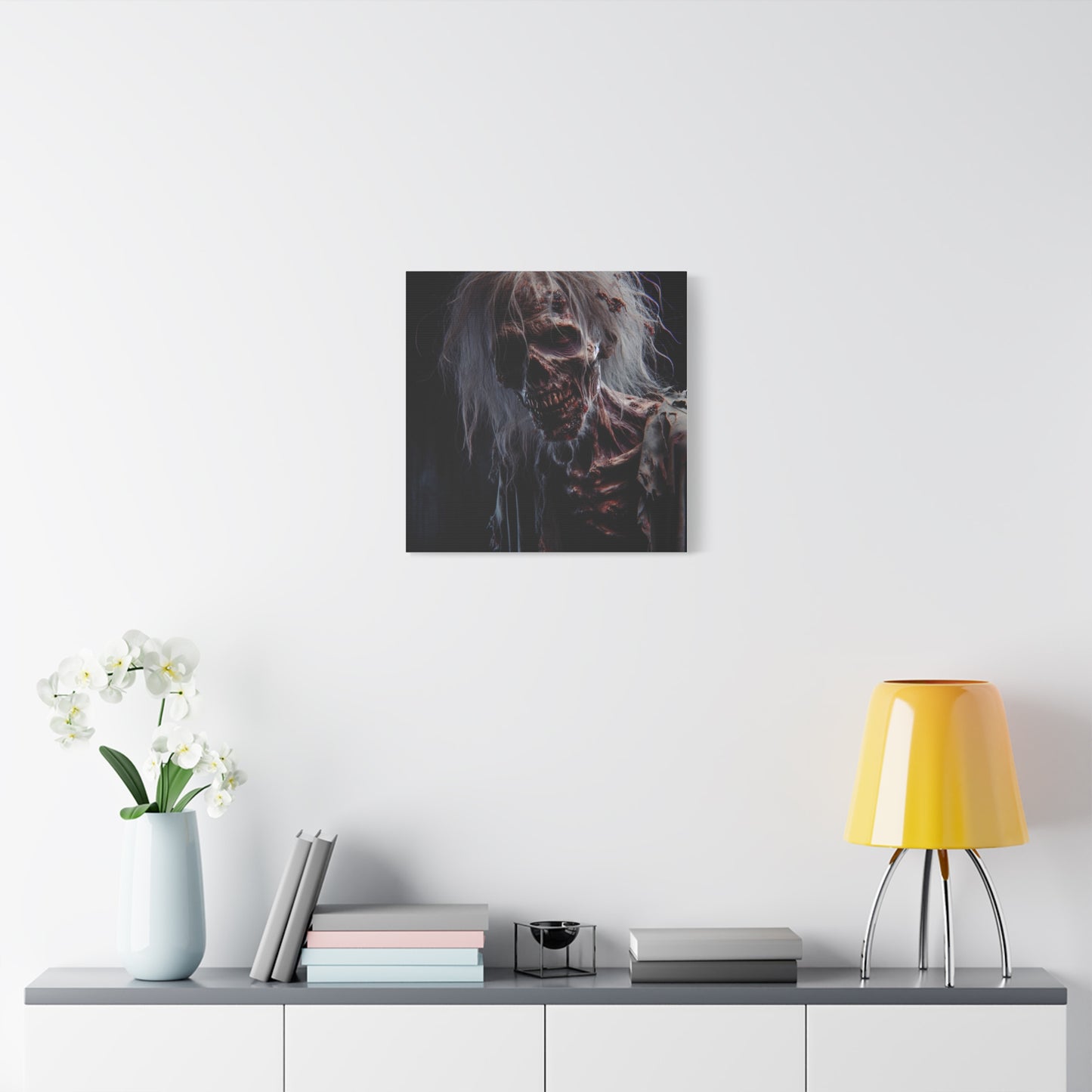 Creepy Zombie Wall Art Canvas - 12" Horror Decor