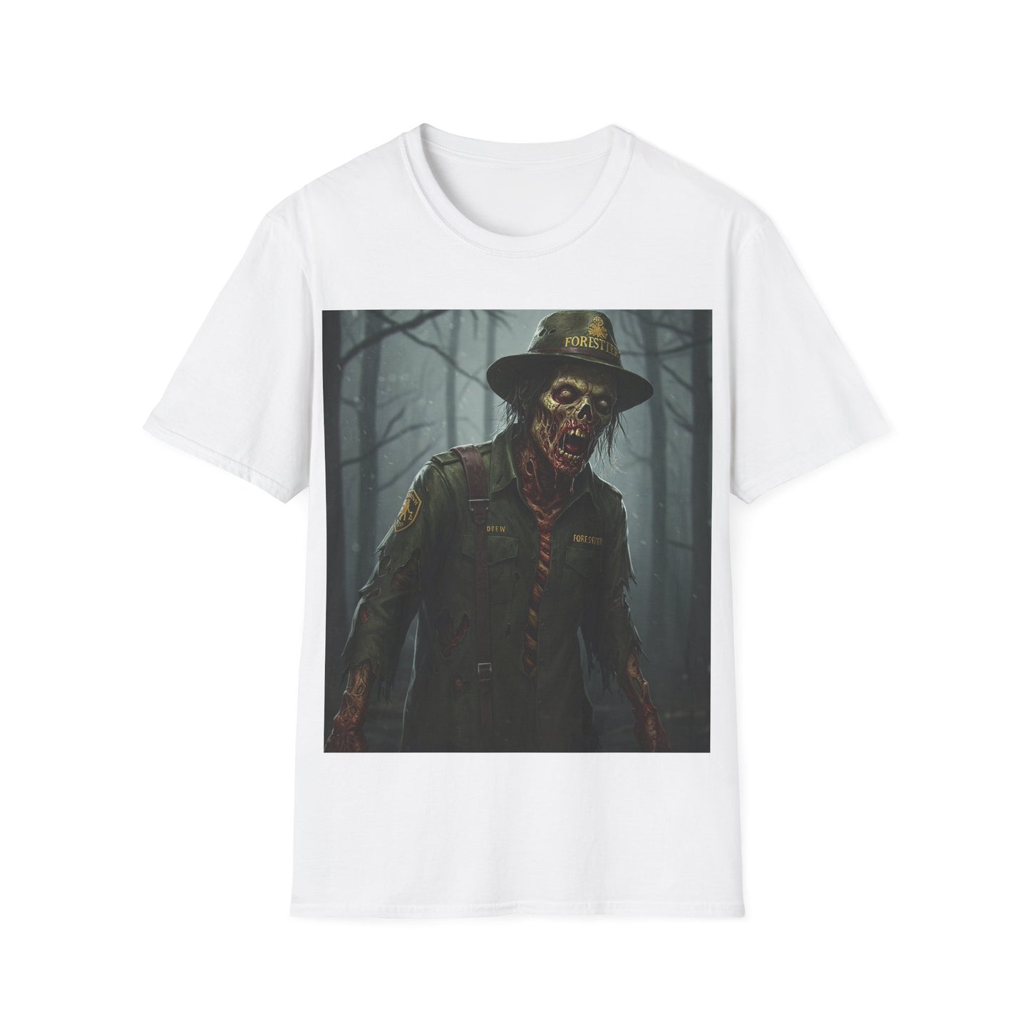 UK - Halloween Zombie Unisex Softstyle T-Shirt - Spooky Scarecrow Design