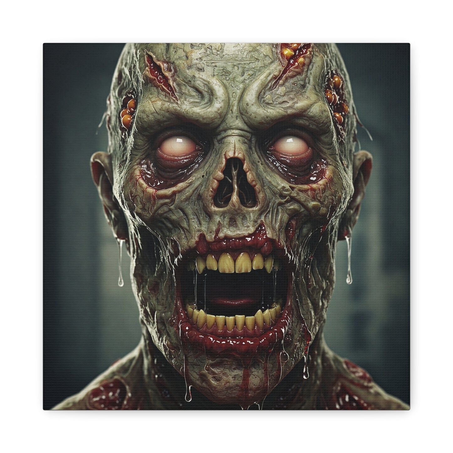 Creepy Zombie Wall Art - Stretched Matte Canvas for Halloween Decor