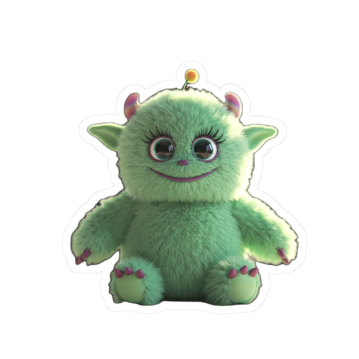 Cute Green Monster Kiss-Cut Stickers - Fun Décor for Laptops & Notebooks