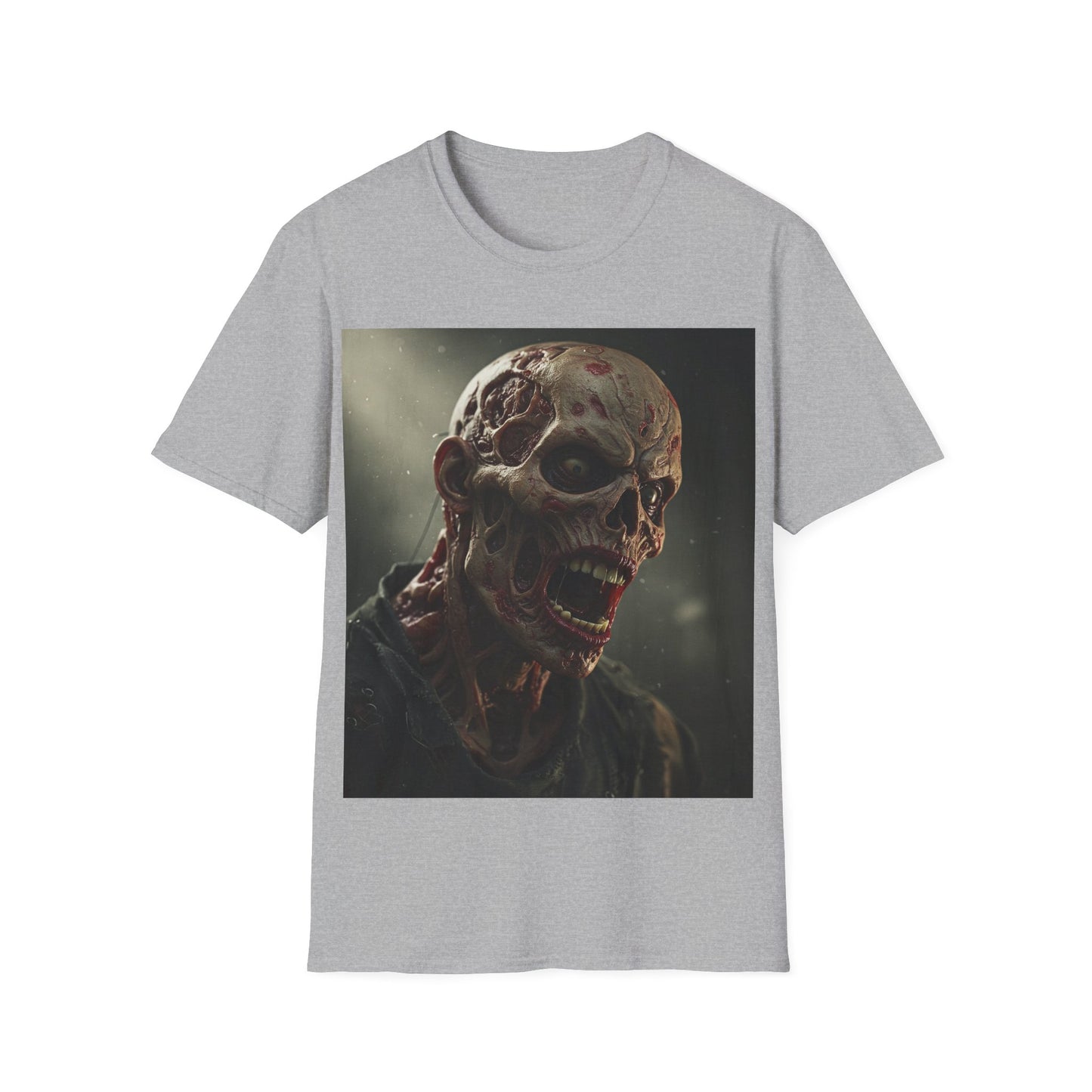 UK - Horror-Themed Unisex Softstyle T-Shirt with Zombie Design