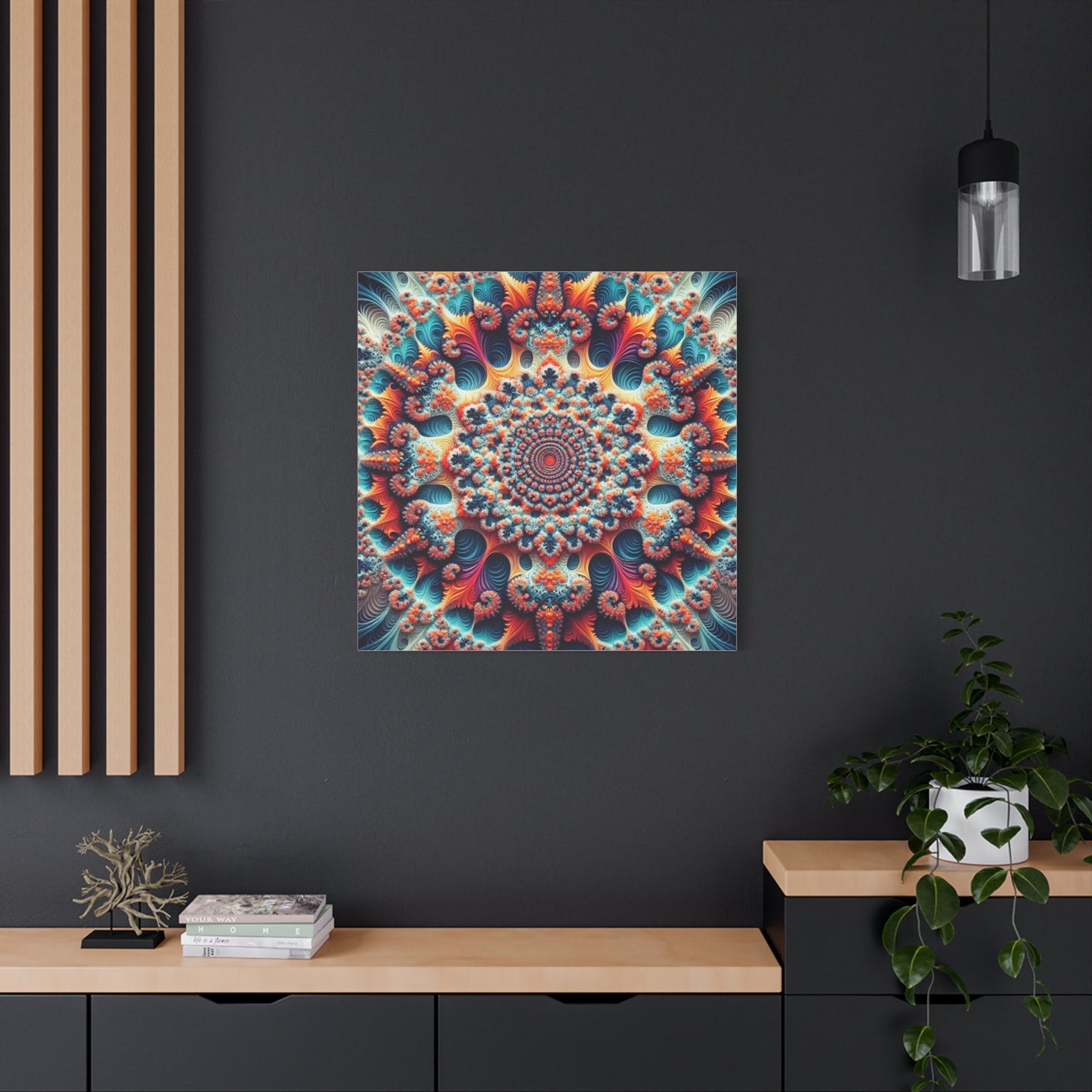 Vibrant Fractal Art Canvas – Stunning Stretched Wall Decor for Home or Office