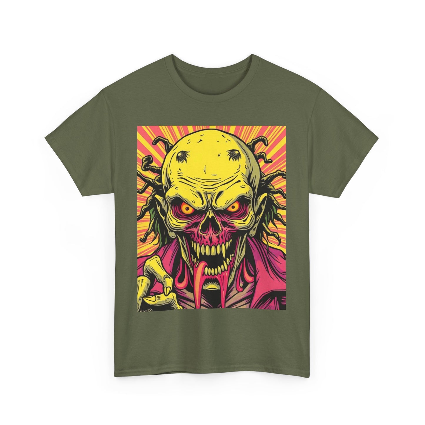 Unisex Heavy Cotton Tee - Spooky Skeleton Design for Halloween