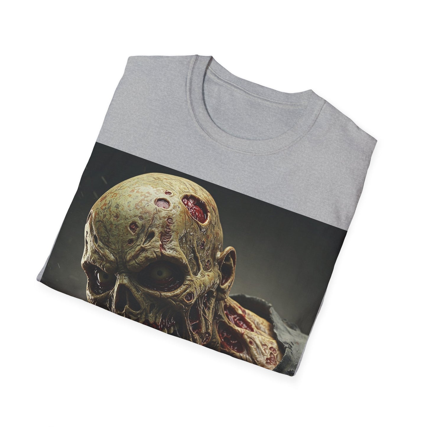 UK - Zombie Skull Unisex Softstyle T-Shirt - Spooky Halloween Tee