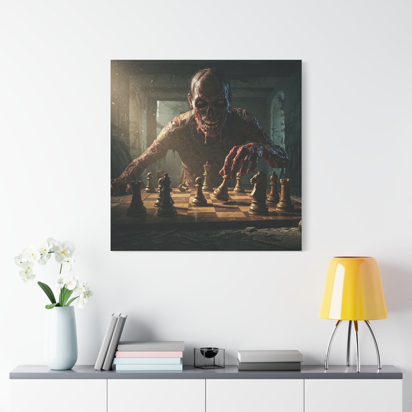 Zombie Chess Matte Canvas Wall Art for Horror Lovers