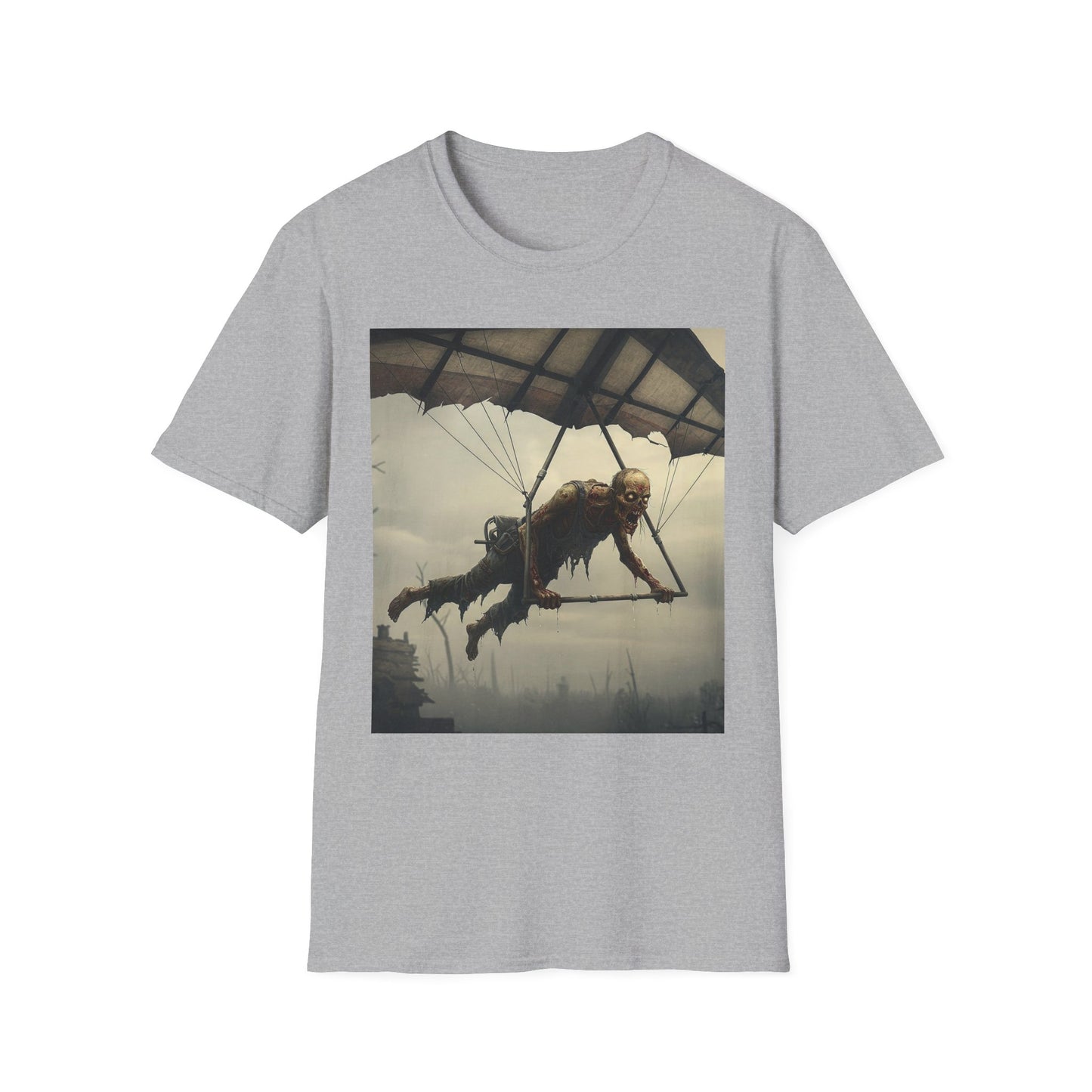 Zombie Parachute Unisex Softstyle T-Shirt - Perfect for Halloween and Horror Fans
