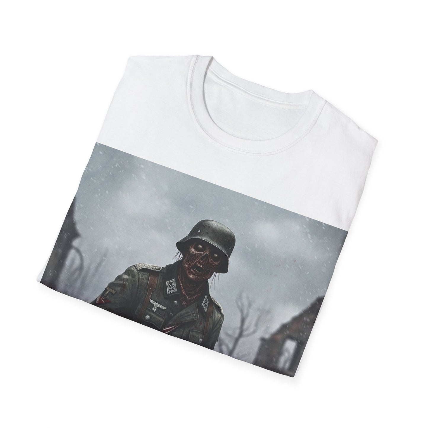 UK - Unisex Softstyle Graphic T-Shirt - Zombie Soldier Design