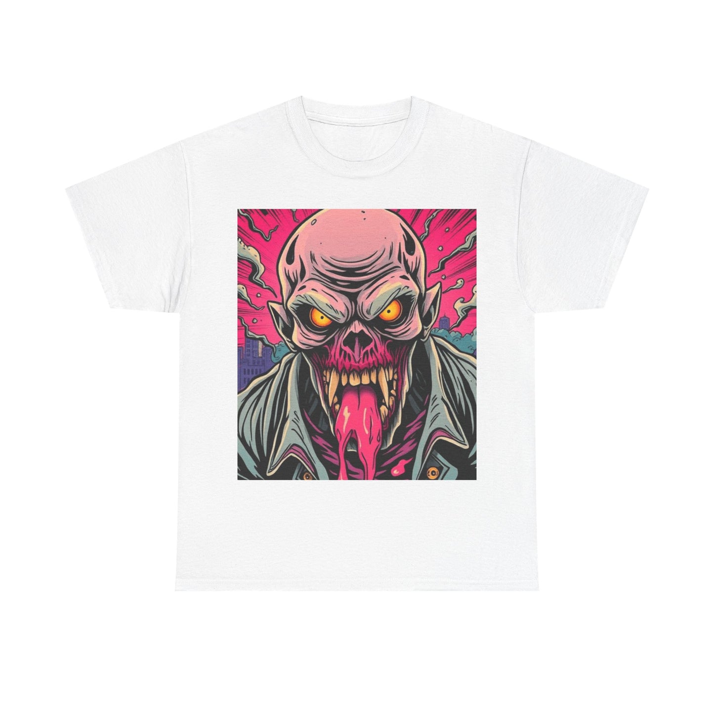 UK - Graphic Horror Tee - Unisex Heavy Cotton T-Shirt with Skull Design