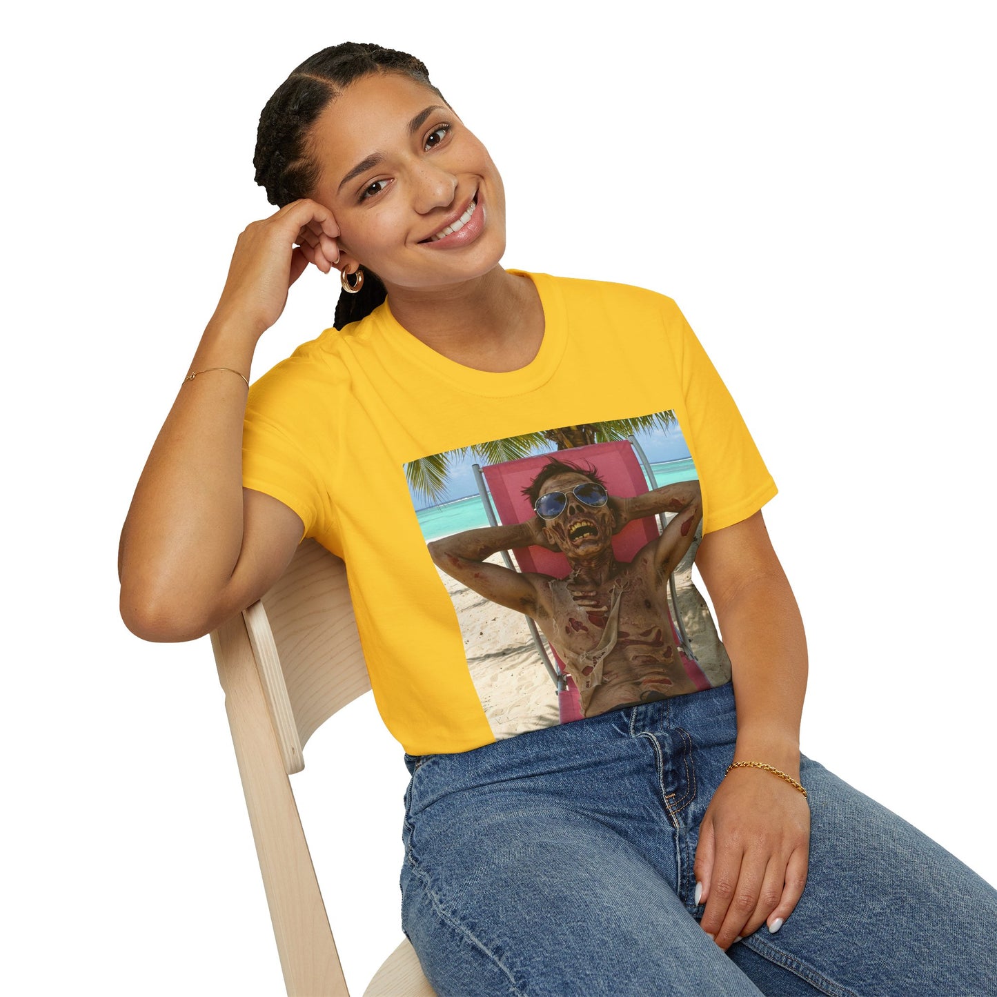 Chill Zombie Unisex Softstyle T-Shirt - Perfect for Beach Days & Halloween