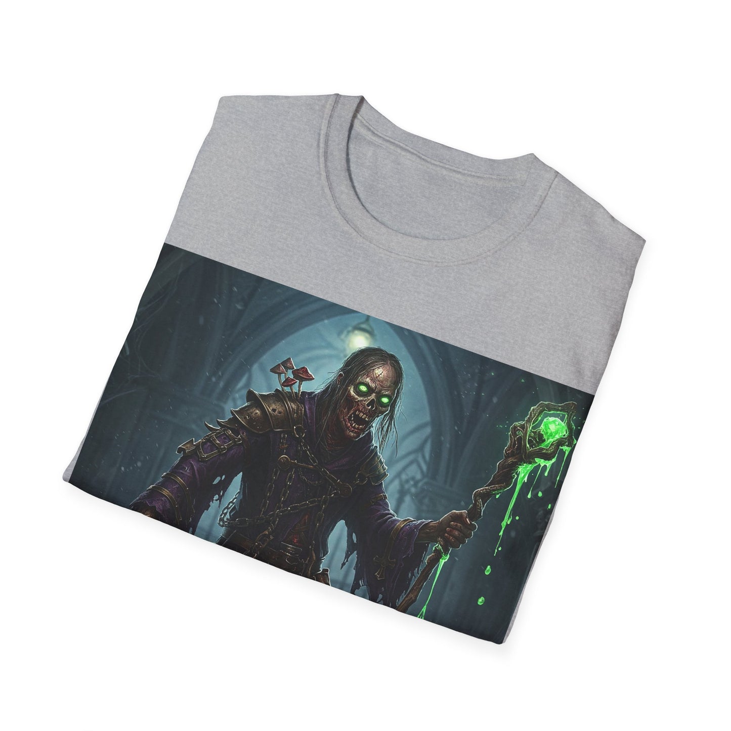 UK - Spooky Sorcerer Apocalyptic Portrait Tee, bold, decaying zombie graphic