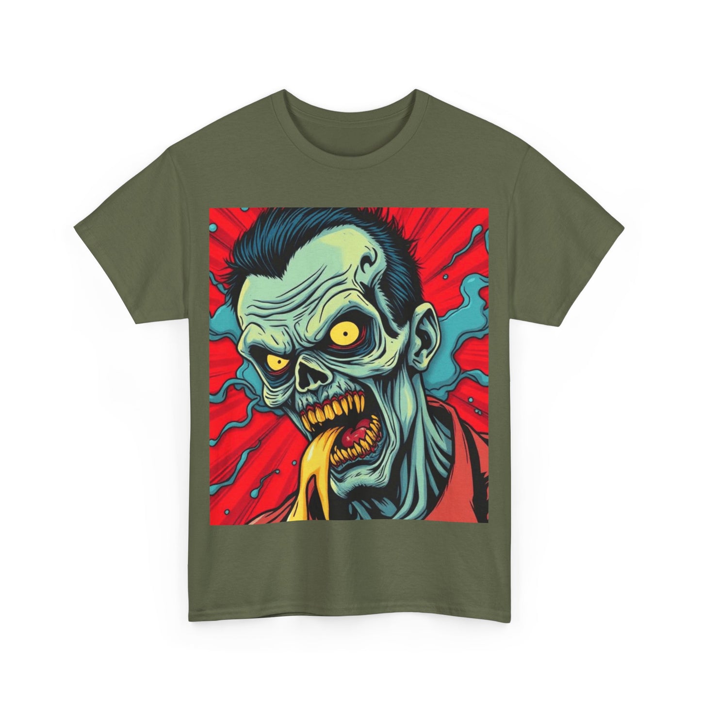 UK - Zombie Art Unisex Heavy Cotton Tee - Retro Horror Graphic Shirt