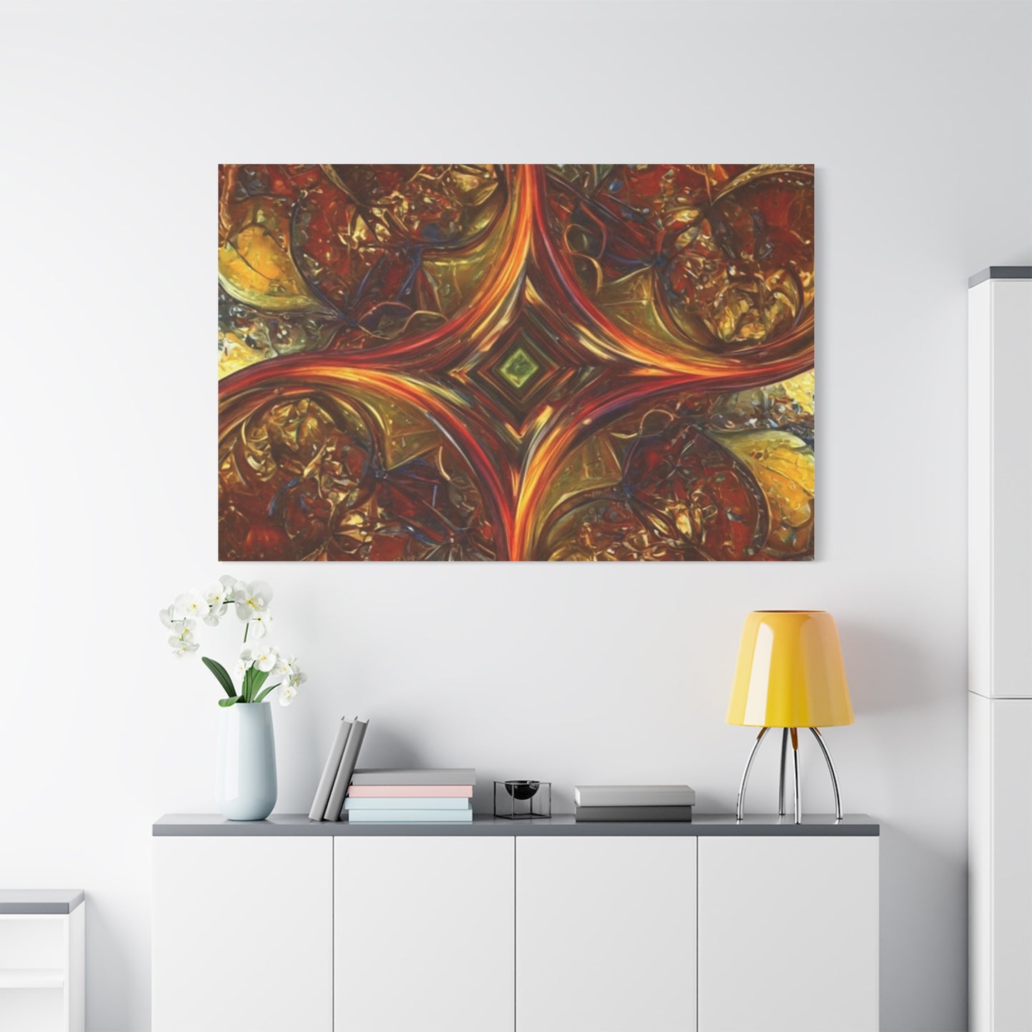 Abstract Art Matte Canvas Wall Decor - Vibrant Fractal Design, Colorful Home Accent