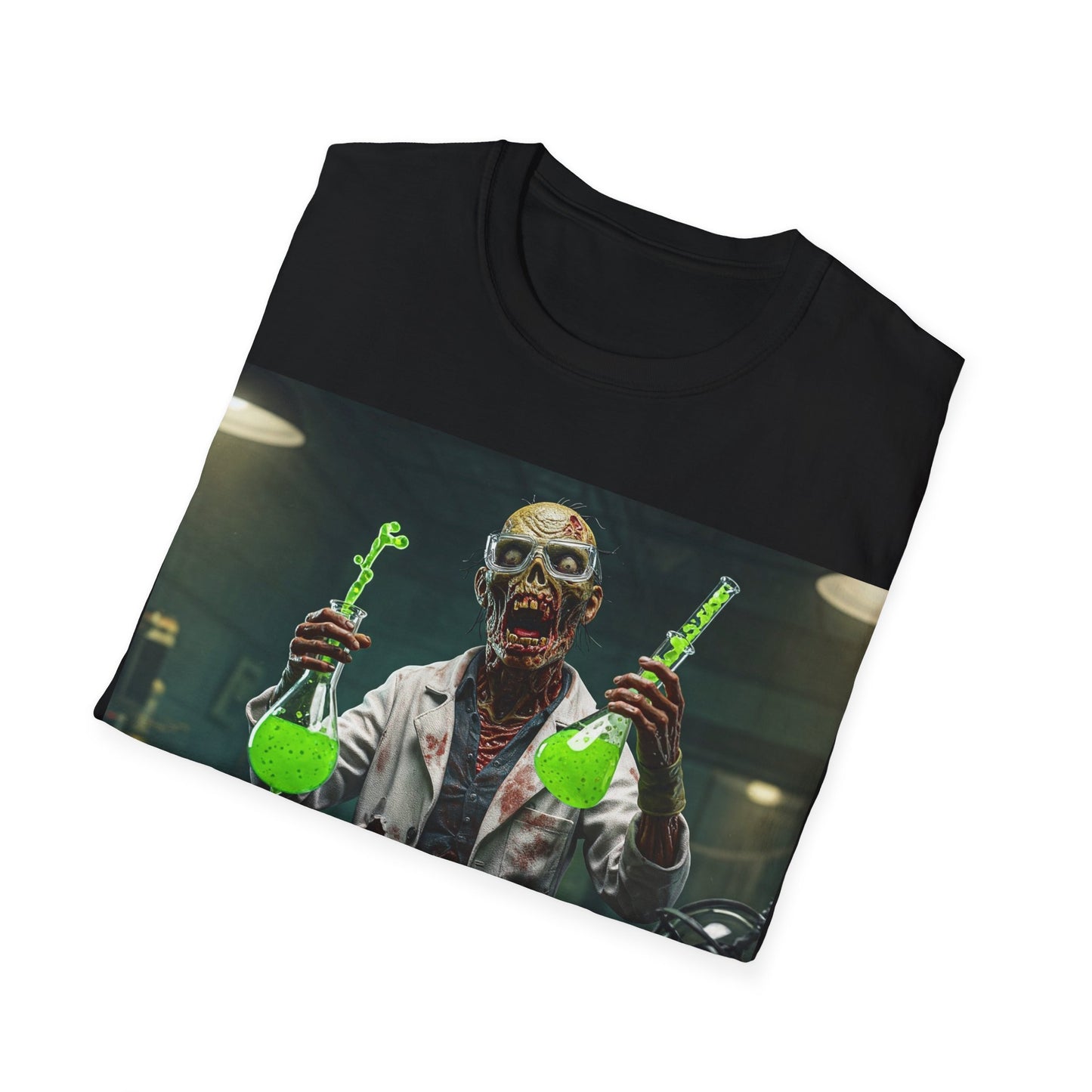 UK - Zombie Scientist Apocalyptic Portrait Tee, bold, decaying zombie graphic