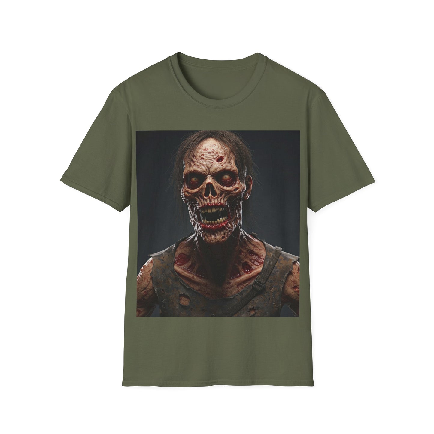 UK - Terrifying Zombie Apocalyptic Portrait Tee, bold, decaying zombie graphic