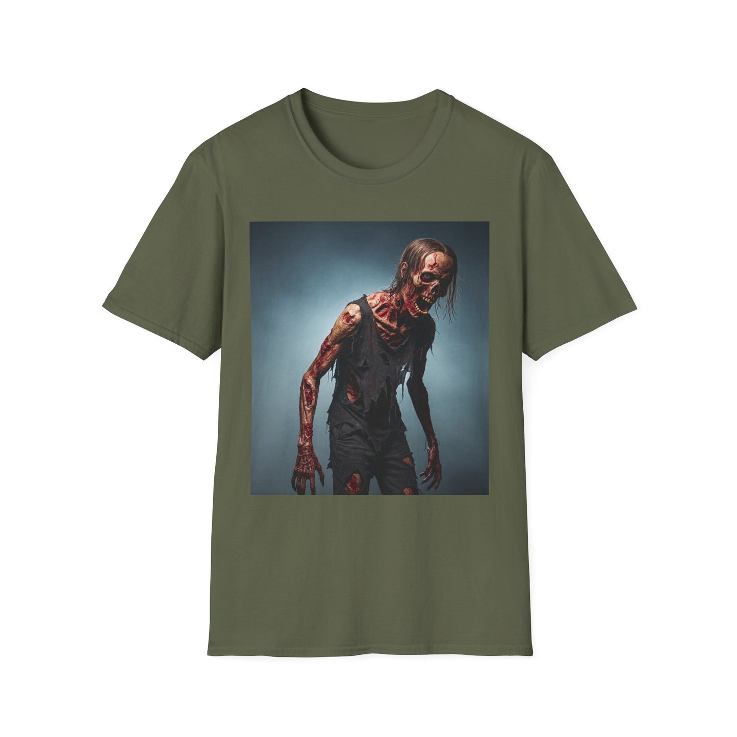 Zombie Graphic Unisex Softstyle T-Shirt - Perfect for Halloween and Horror Fans
