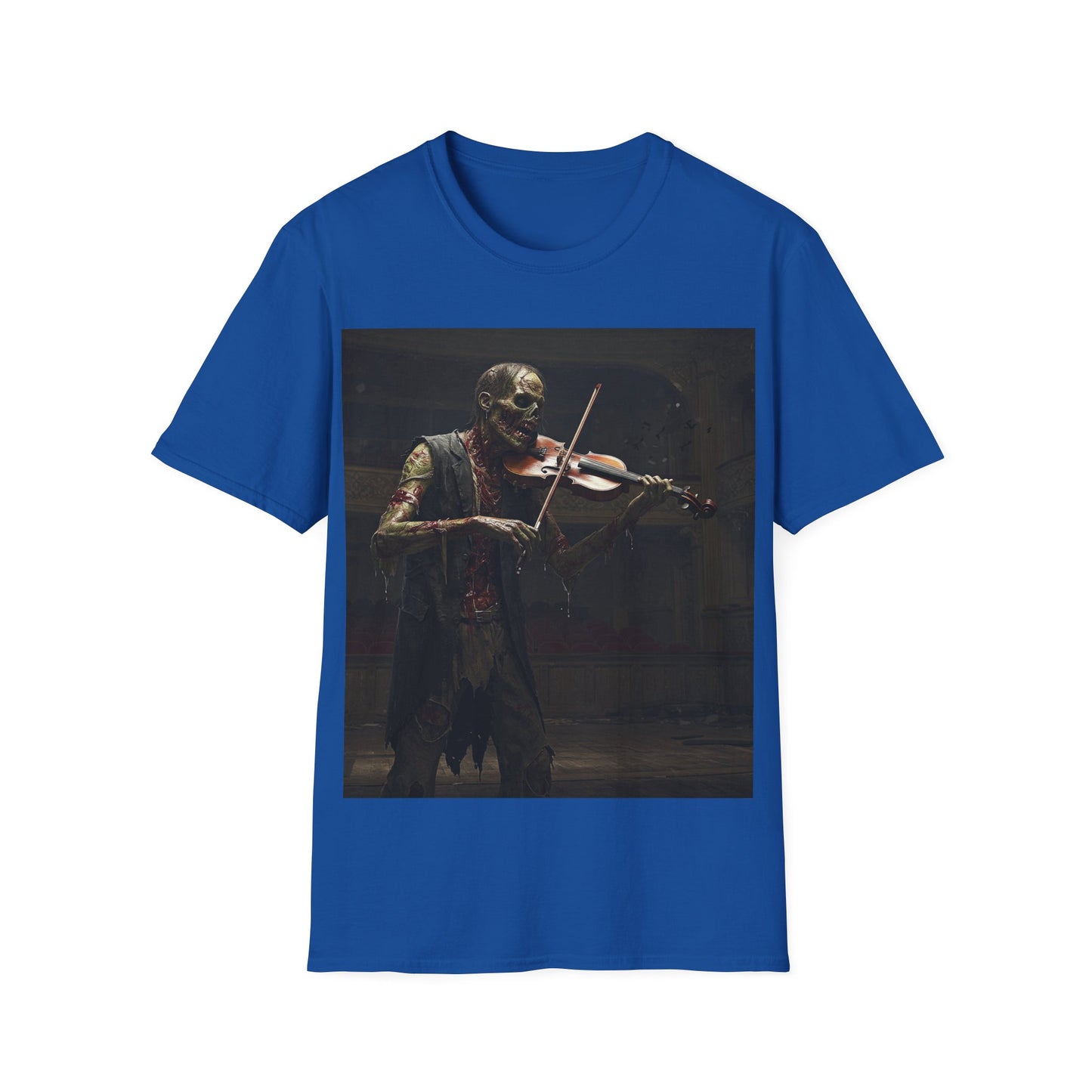UK - Vintage Zombie Violinist Apocalyptic Portrait Tee, bold, decaying zombie graphic