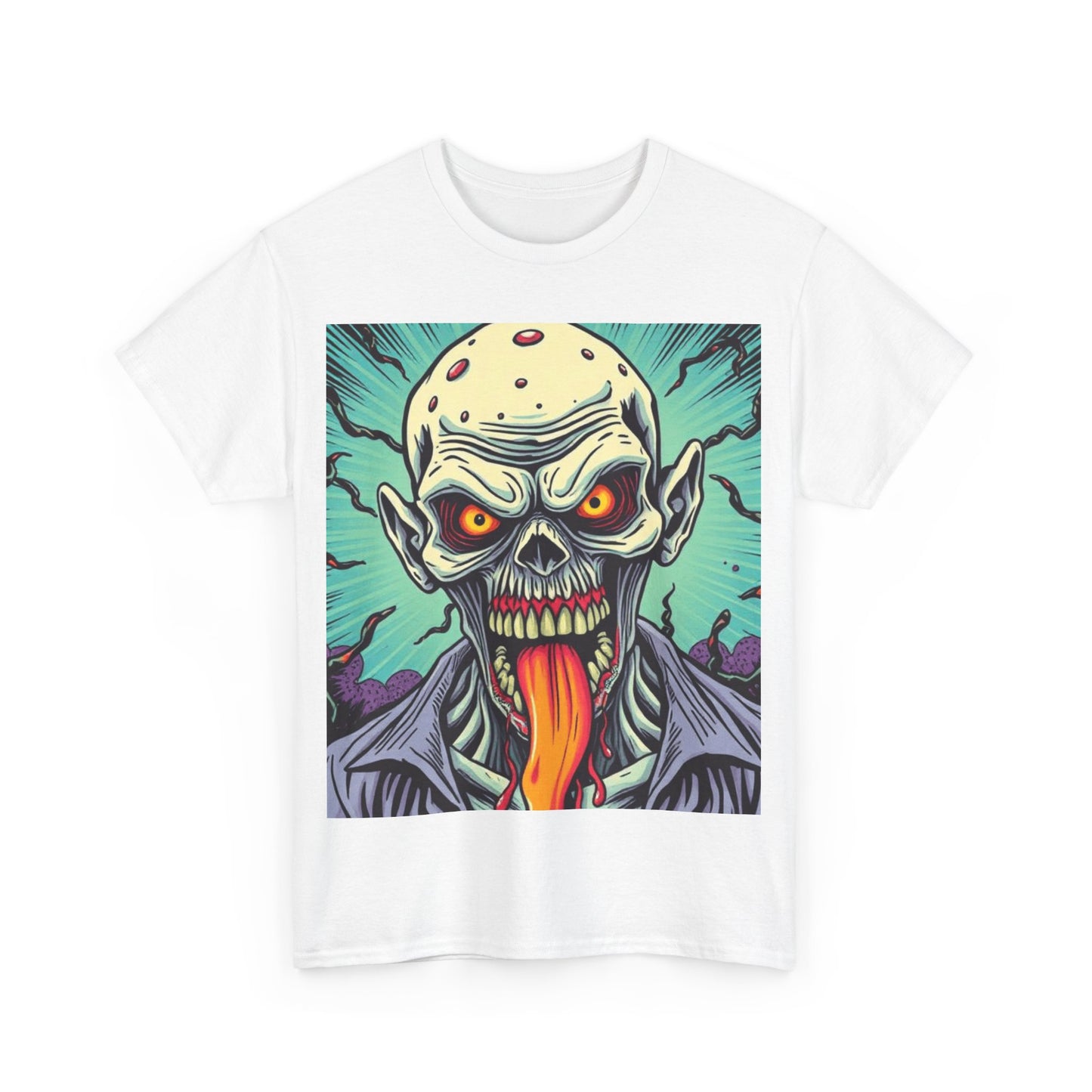 UK - Spooky Graphic Unisex Heavy Cotton Tee - Halloween Evil Zombie Design