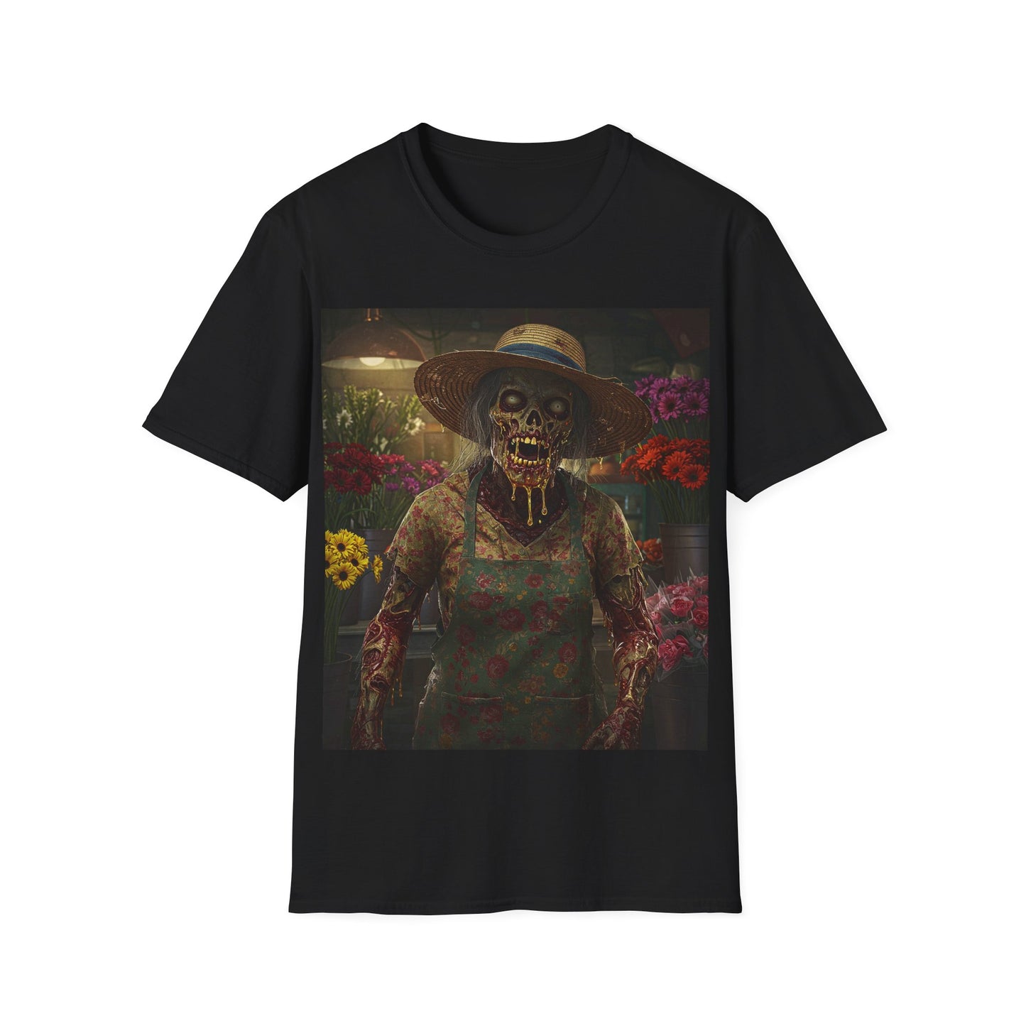 UK - Unisex Softstyle T-Shirt - Vintage Floral Skeleton Design for Halloween
