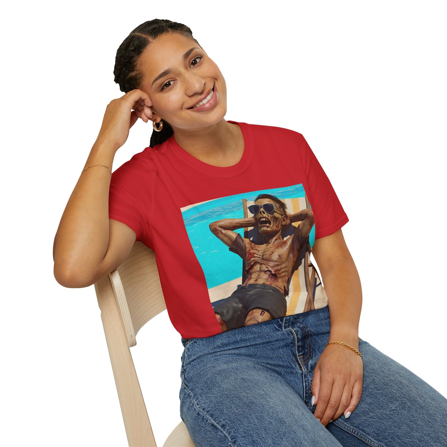 Zombie Relaxation Unisex Softstyle T-Shirt - Perfect for Halloween and Casual Outings