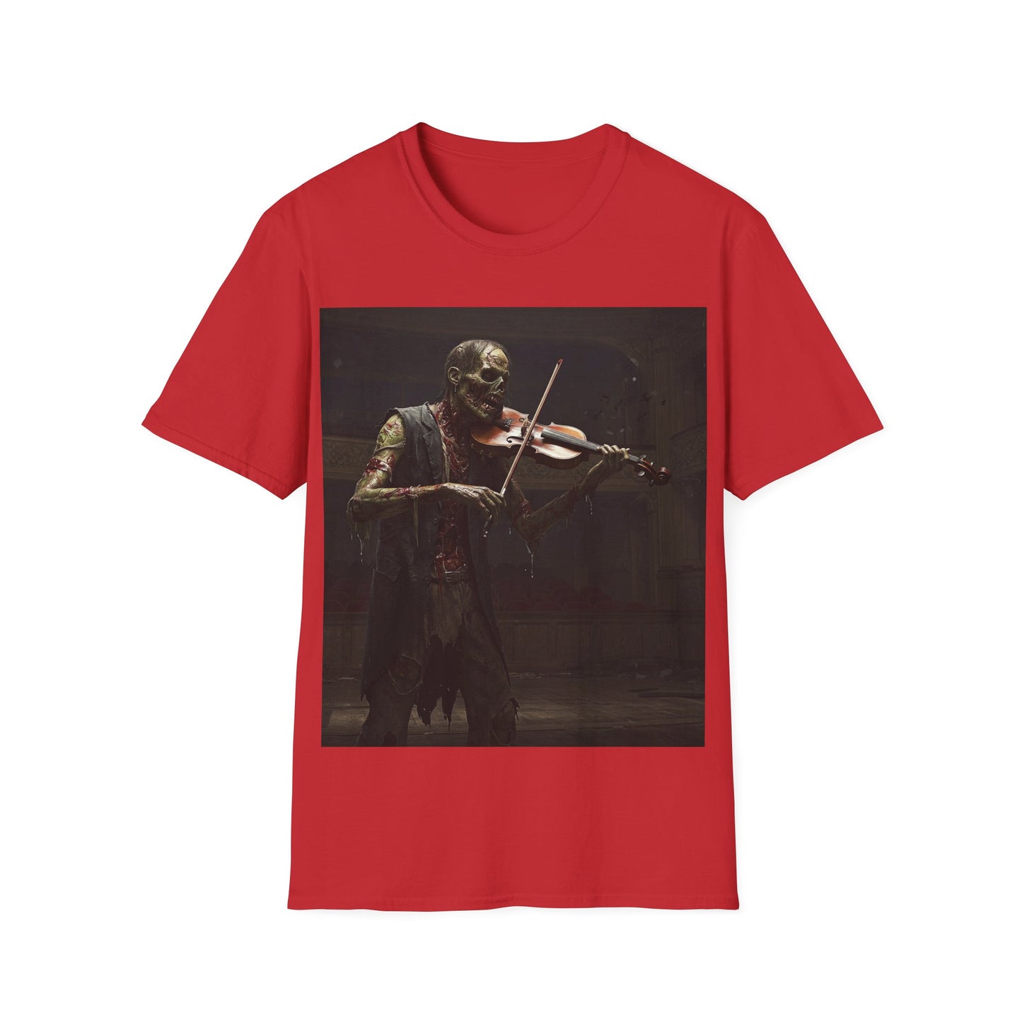 UK - Vintage Zombie Violinist Apocalyptic Portrait Tee, bold, decaying zombie graphic