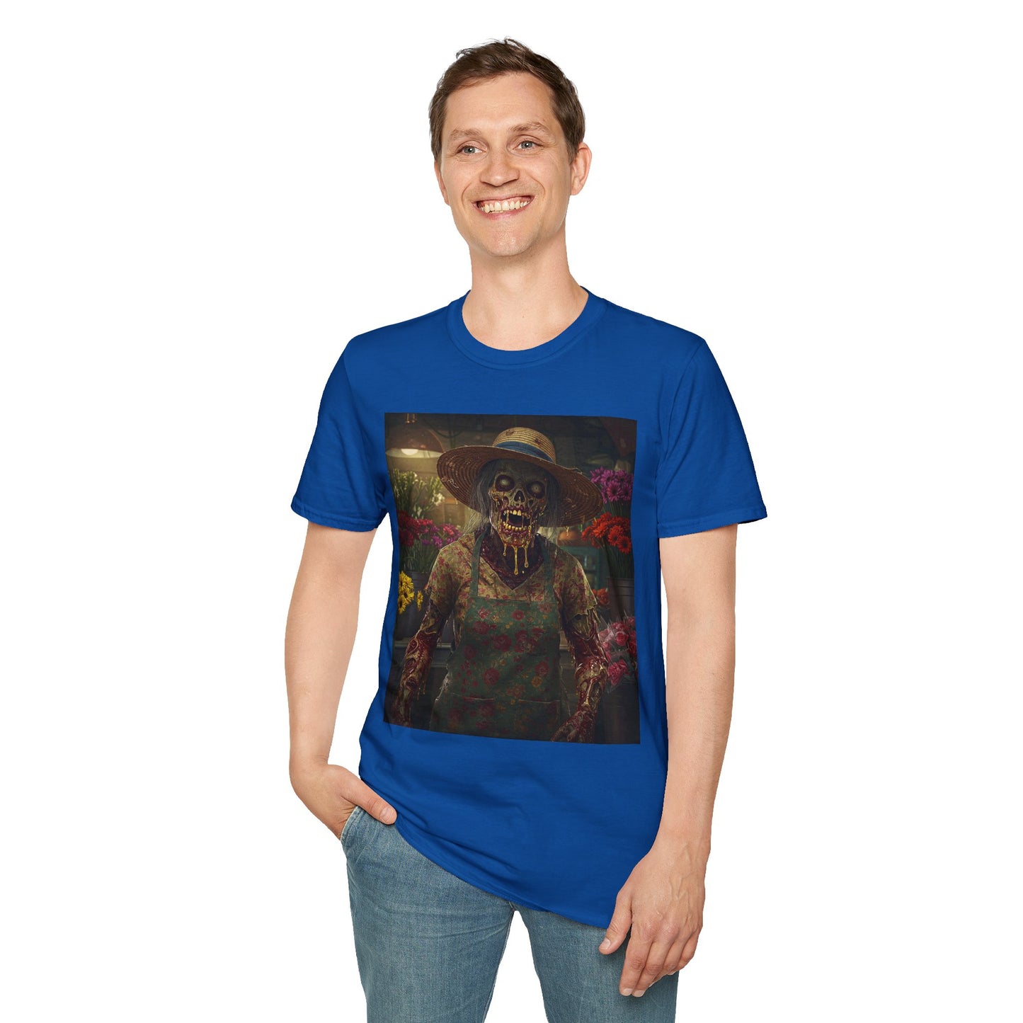 Unisex Softstyle T-Shirt - Vintage Floral Skeleton Design for Halloween