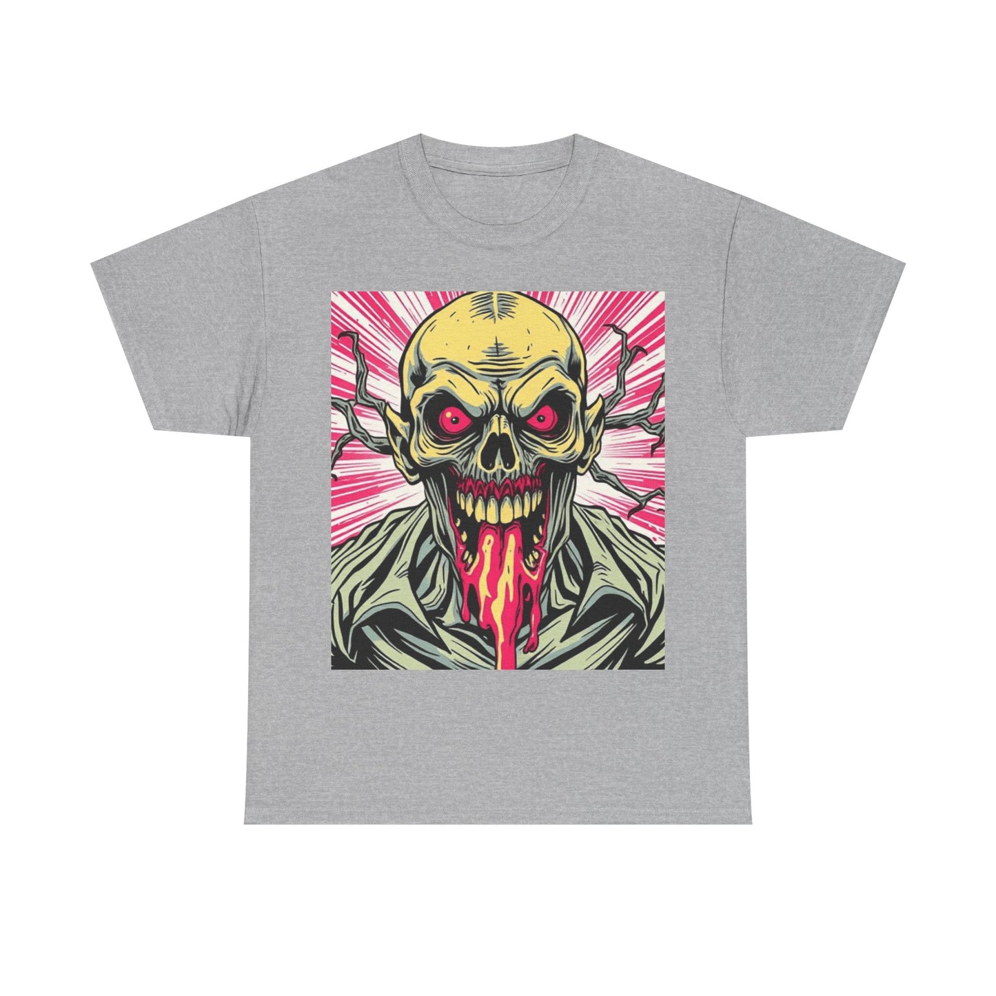 UK - Retro Skull Graphic Unisex Heavy Cotton Tee - Unique Halloween Tee