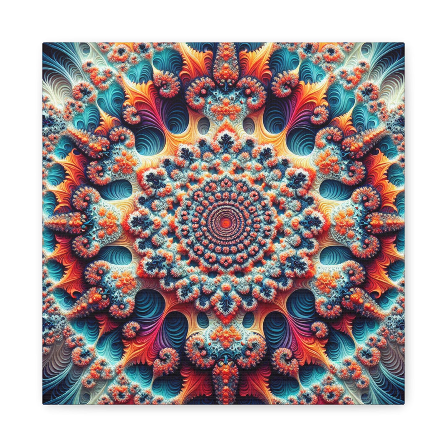 Vibrant Fractal Art Canvas – Stunning Stretched Wall Decor for Home or Office