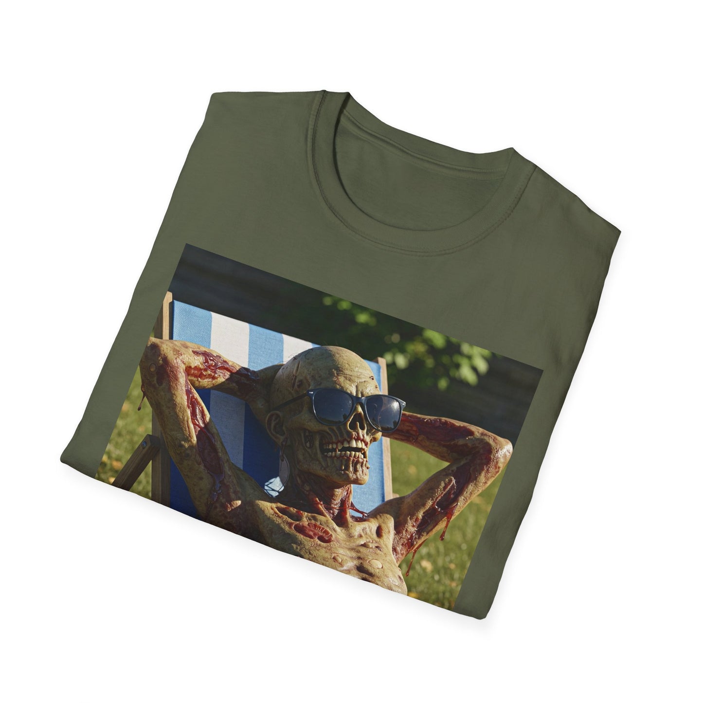 Chillin' Skeleton Unisex Softstyle T-Shirt - Casual Halloween Vibe
