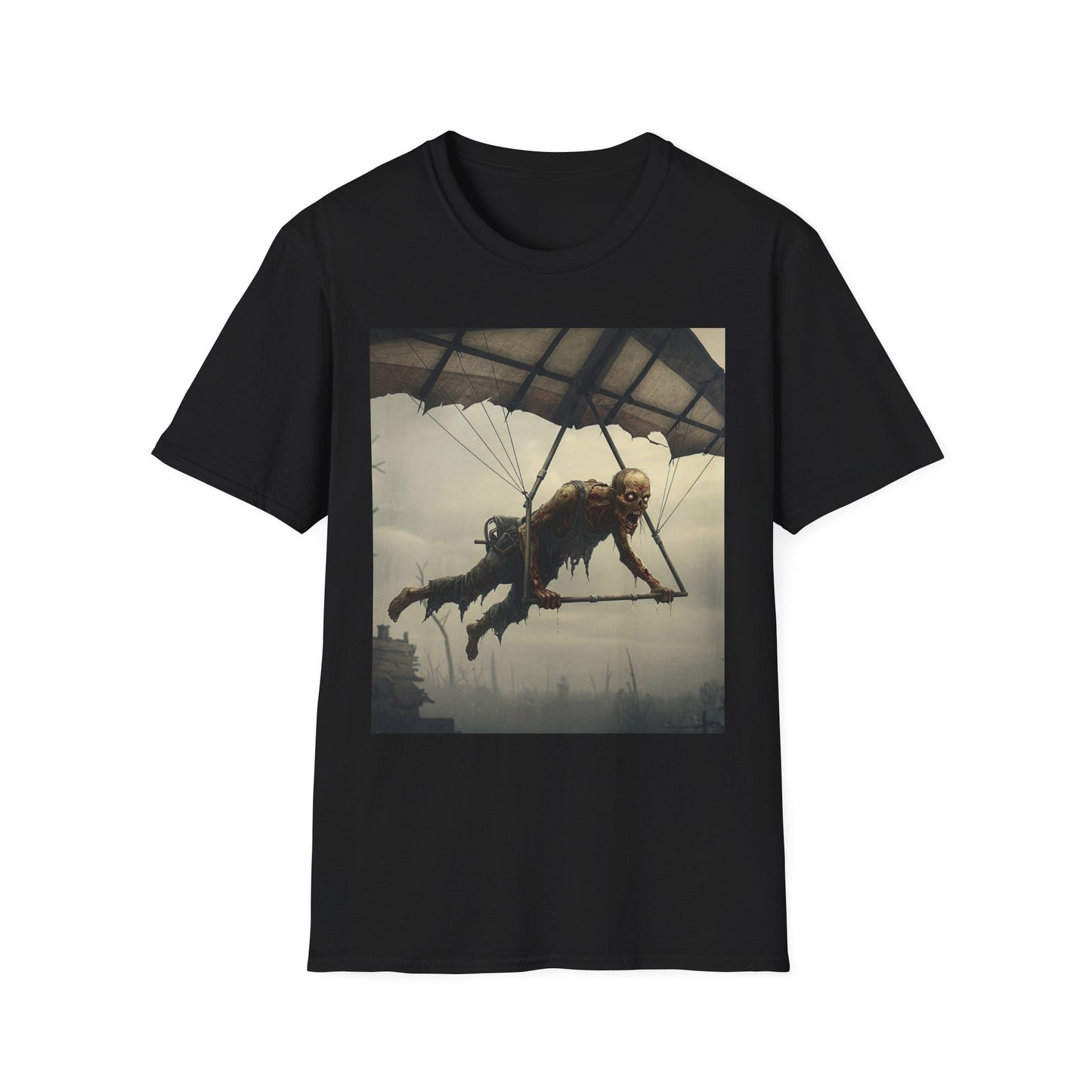 Zombie Parachute Unisex Softstyle T-Shirt - Perfect for Halloween and Horror Fans