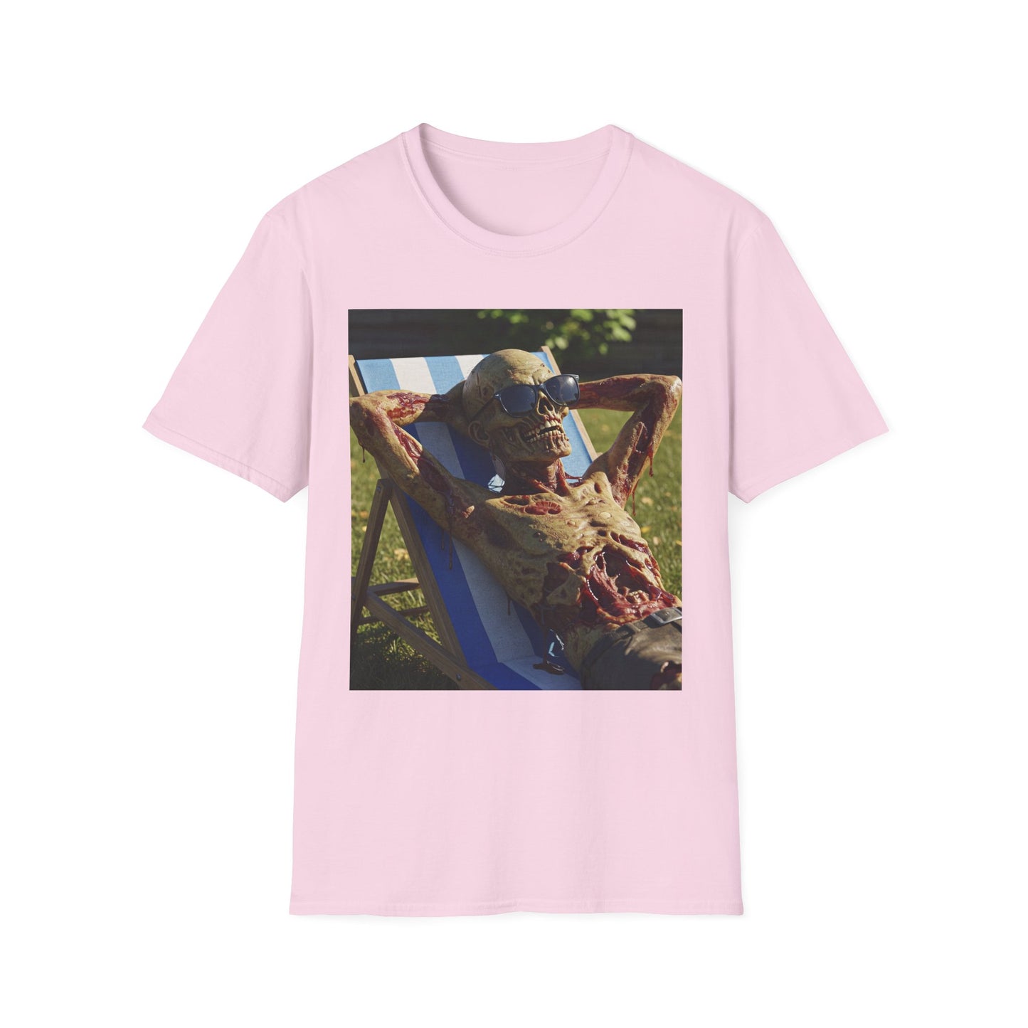 Chillin' Skeleton Unisex Softstyle T-Shirt - Casual Halloween Vibe