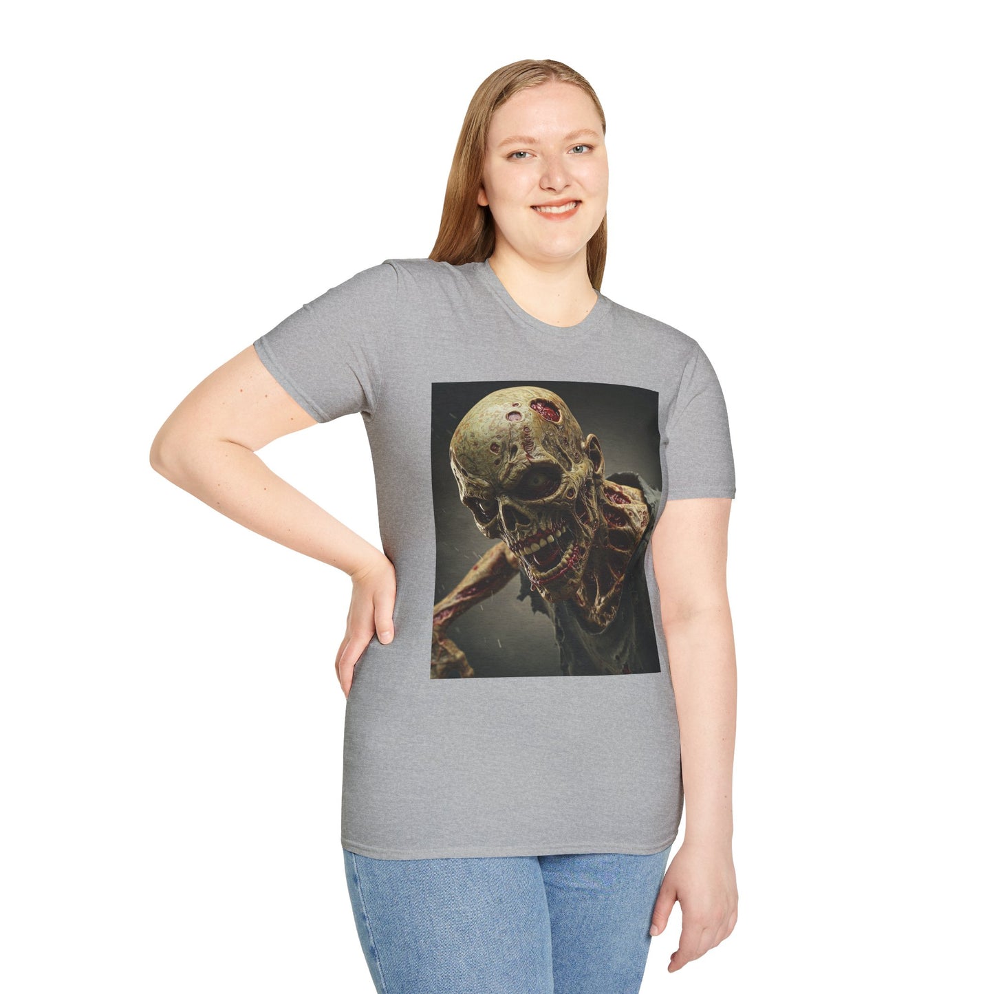 Zombie Skull Unisex Softstyle T-Shirt - Spooky Halloween Tee