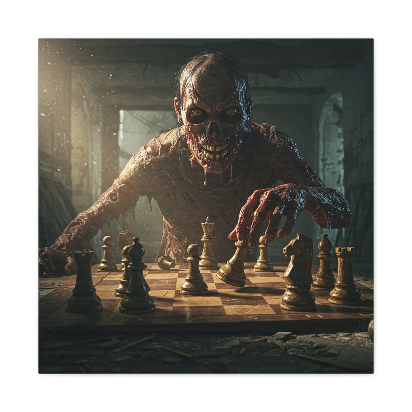 Zombie Chess Matte Canvas Wall Art for Horror Lovers