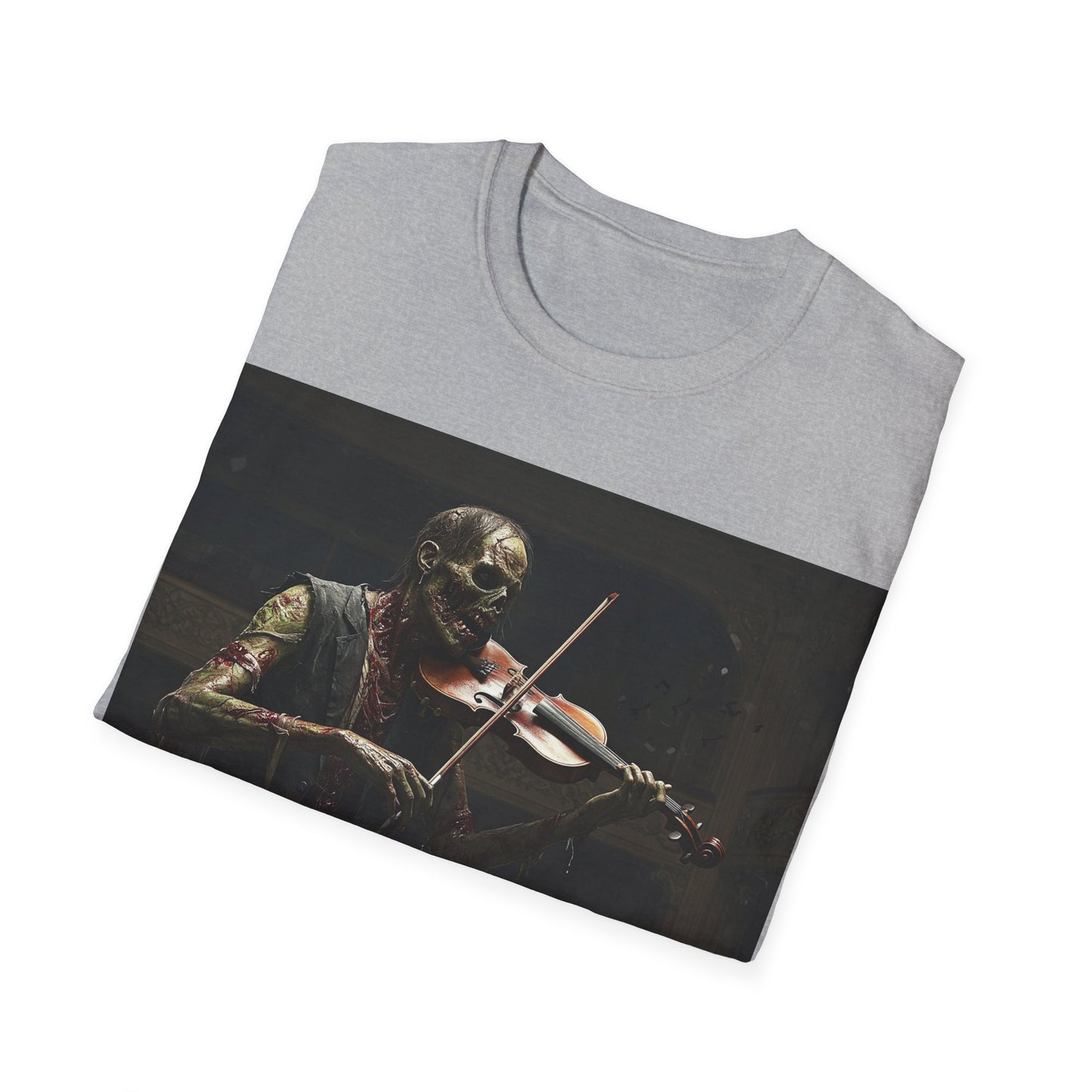 UK - Vintage Zombie Violinist Apocalyptic Portrait Tee, bold, decaying zombie graphic