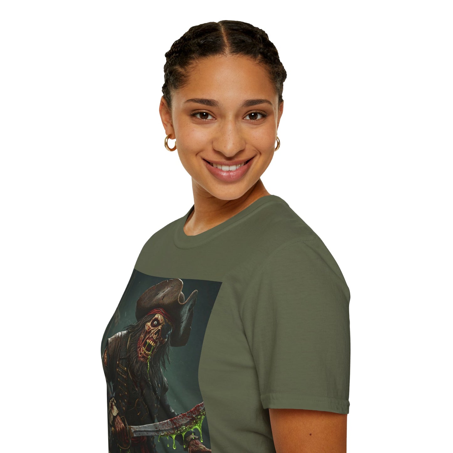 Zombie Pirate Graphic Unisex T-Shirt - Perfect for Halloween and Casual Wear