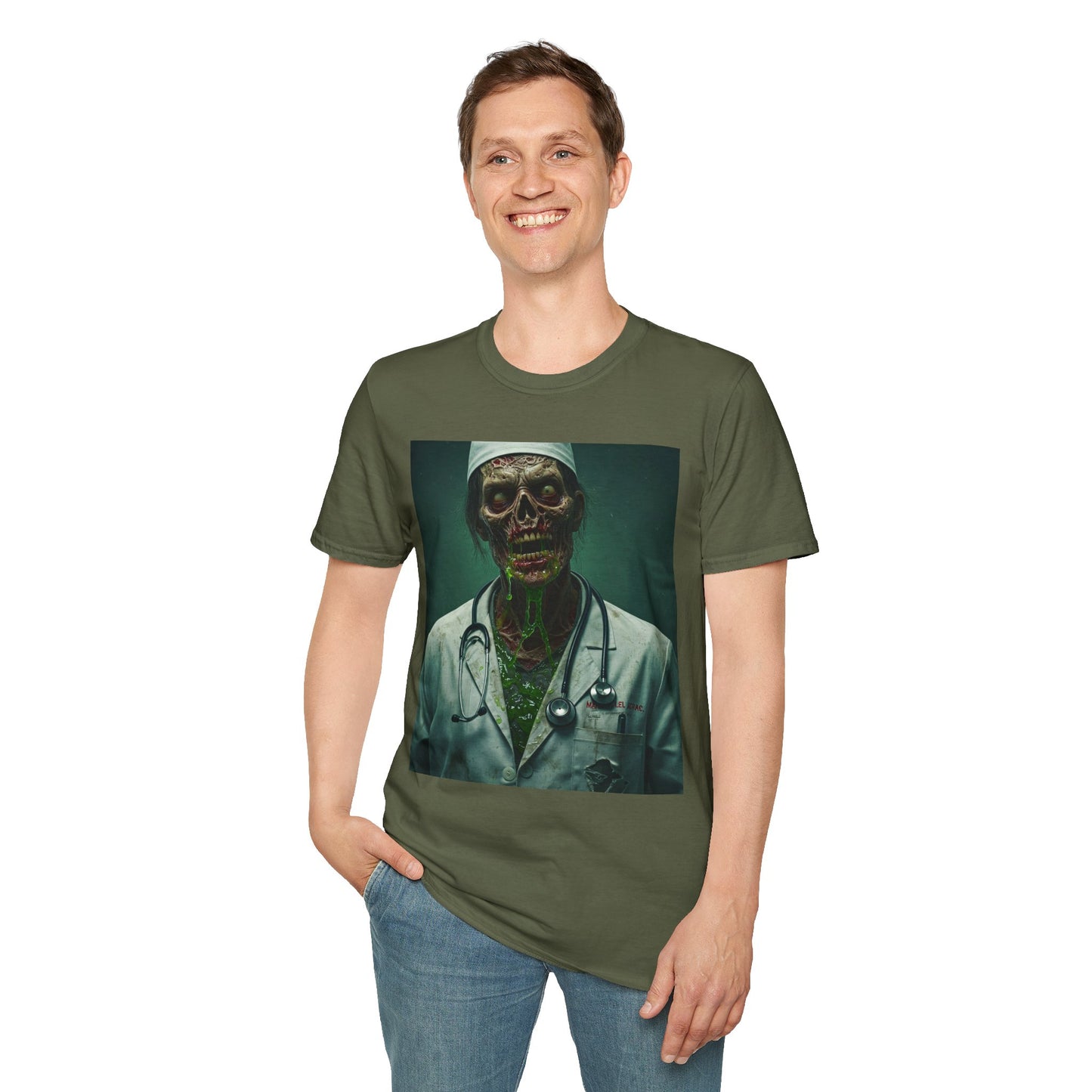 Zombie Doctor Unisex Softstyle T-Shirt - Perfect for Halloween and Horror Fans