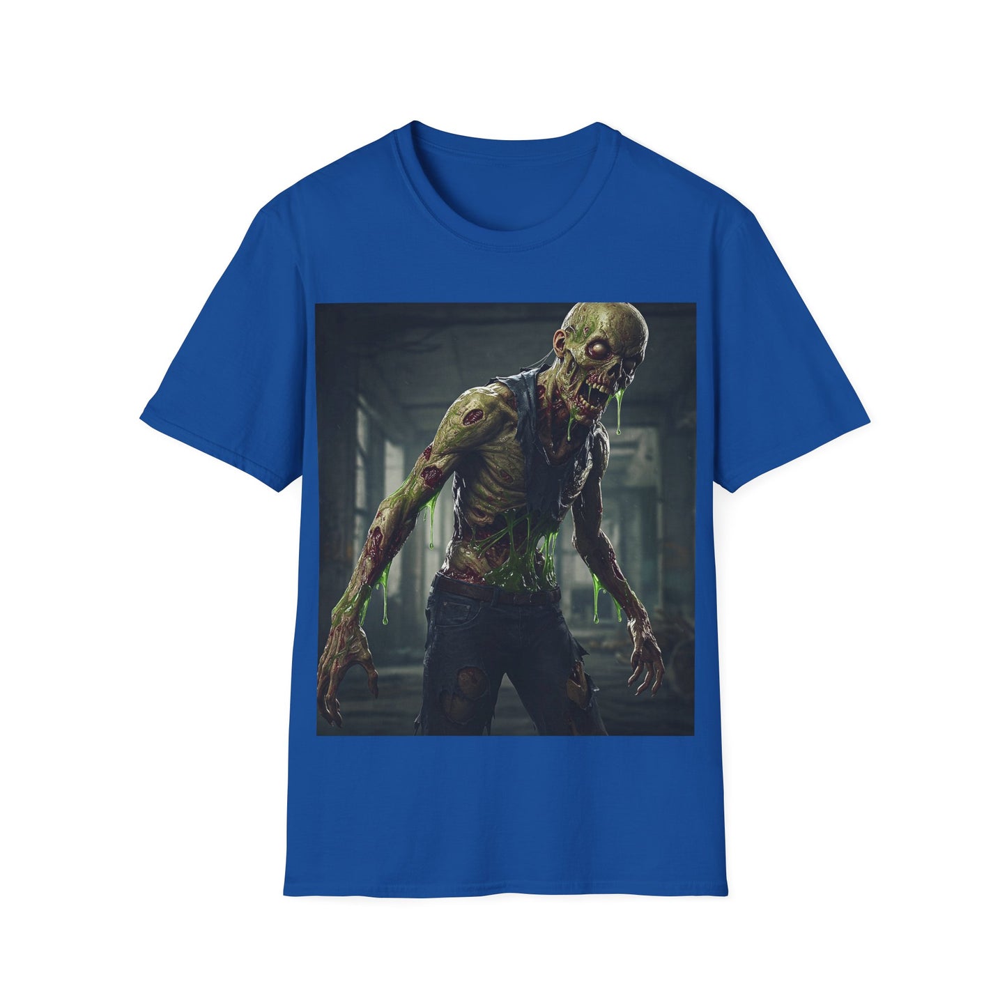 UK - Zombie Graphic Unisex Softstyle T-Shirt - Perfect for Halloween and Horror Fans