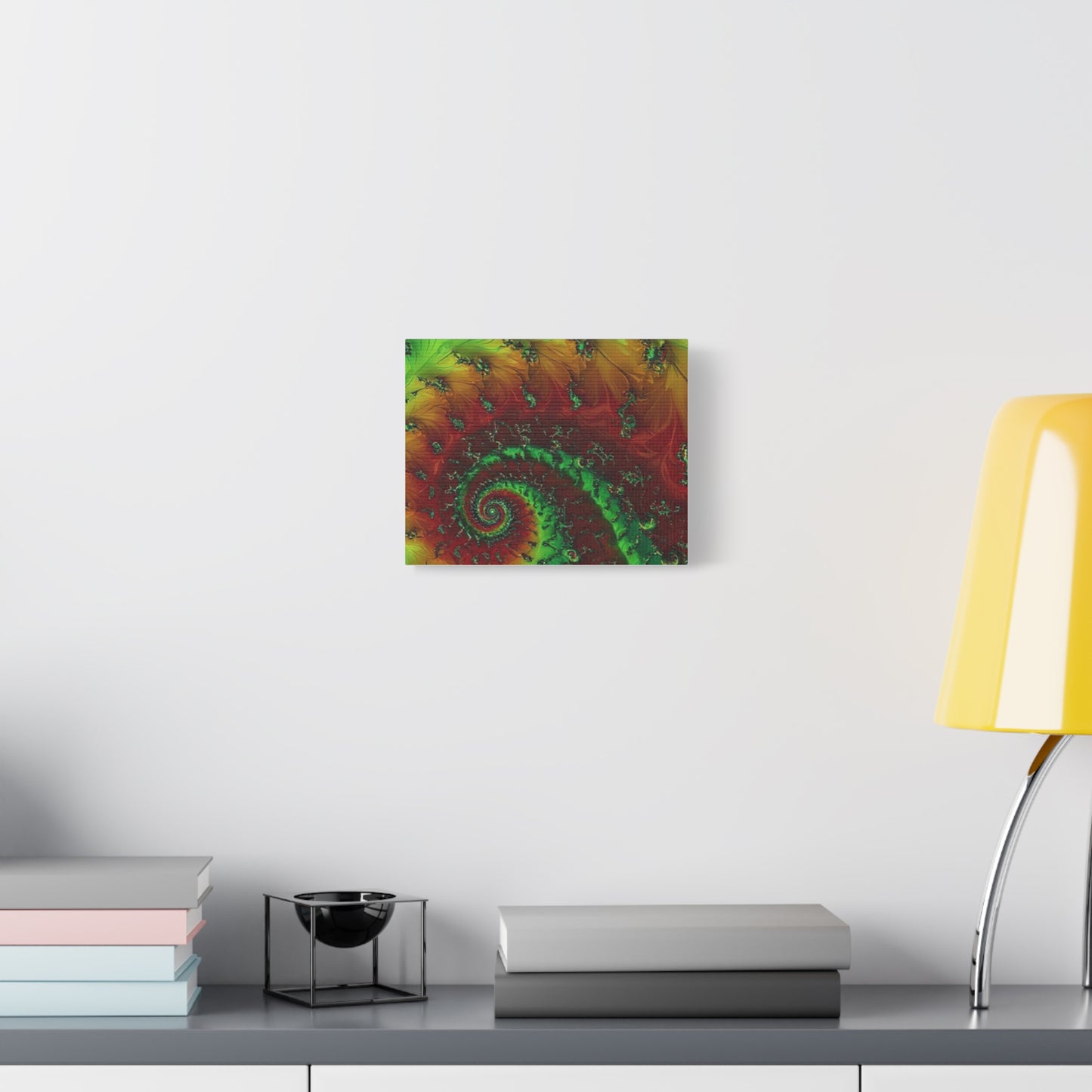 Vibrant Fractal Art Canvas - Green and Red Abstract Wall Decor