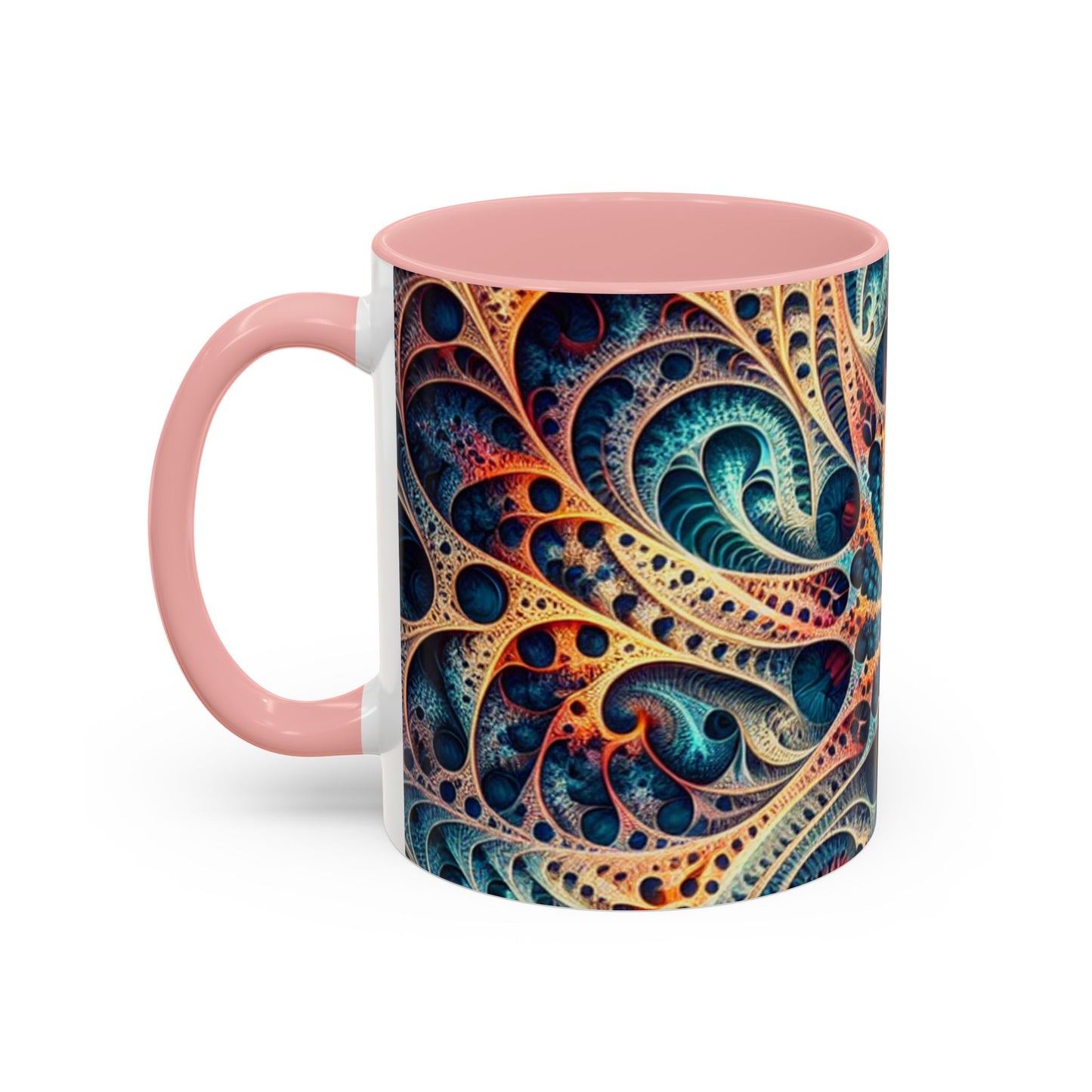 Colorful Swirl Accent Coffee Mug - 11oz & 15oz Ceramic Cup for Coffee Lovers
