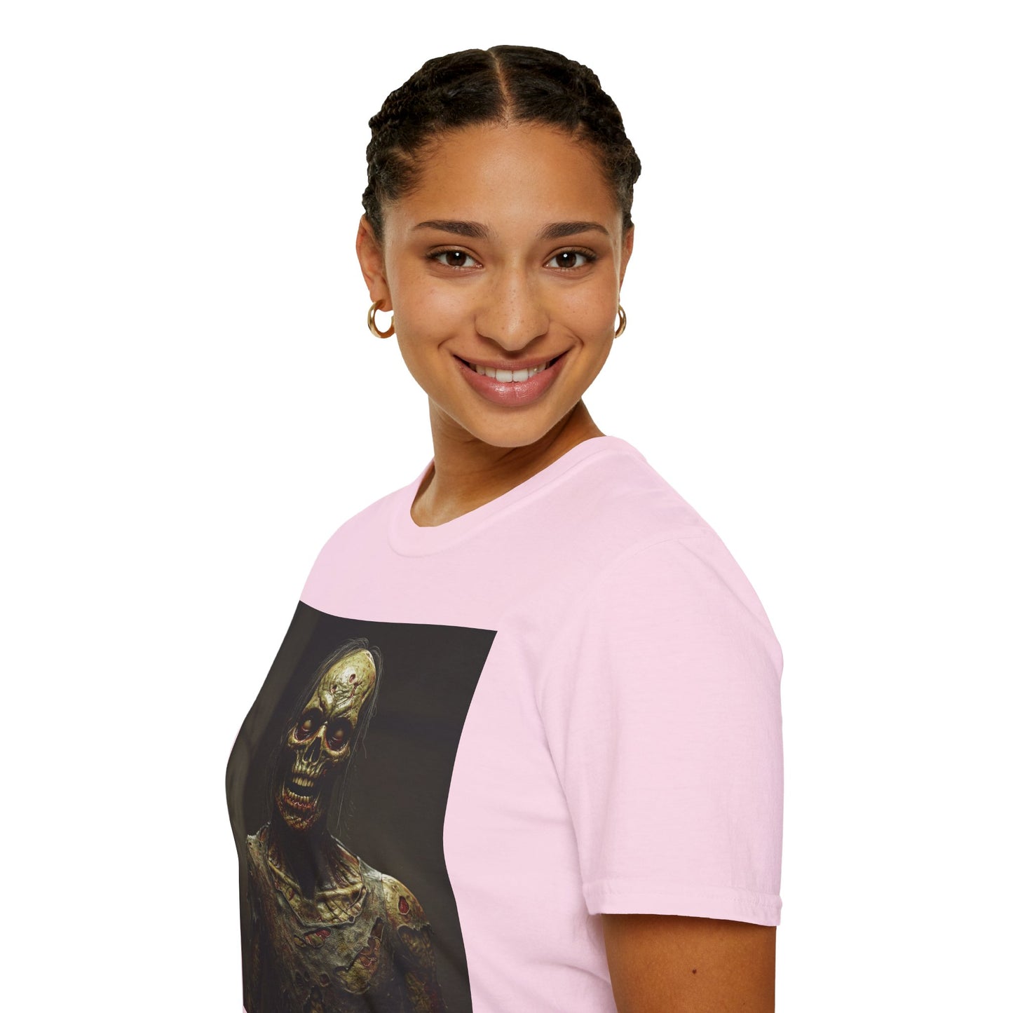 Creepy Horror-Themed Unisex Softstyle T-Shirt for Halloween