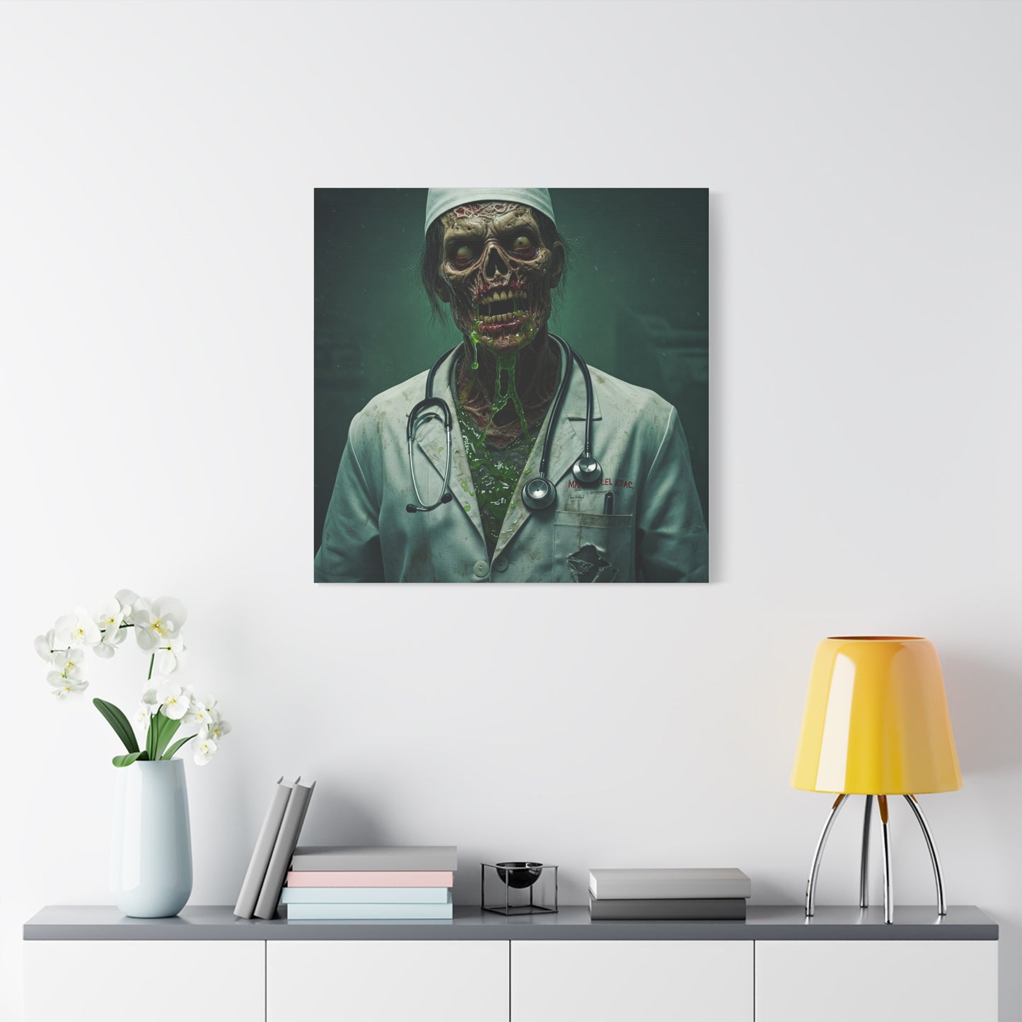 Zombie Doctor Canvas Art | Horror Medical Wall Decor | Perfect for Halloween